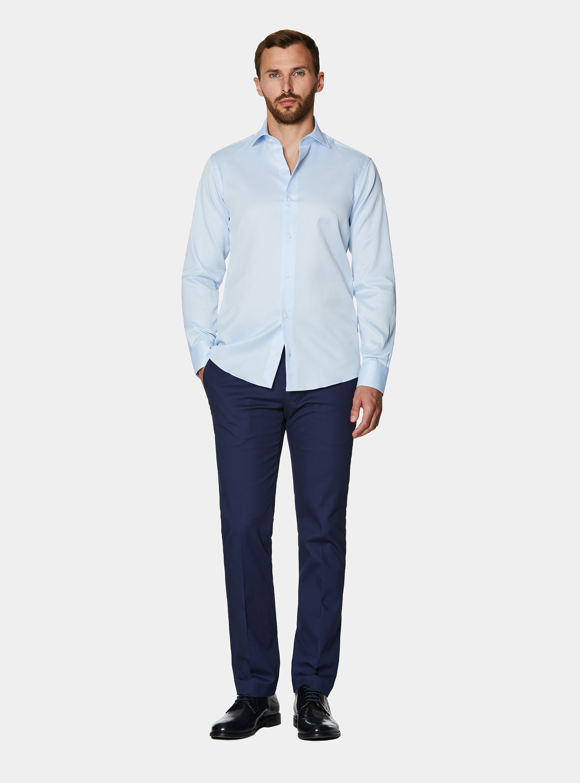 Chemise en coton textur&eacute;, BLEU CIEL