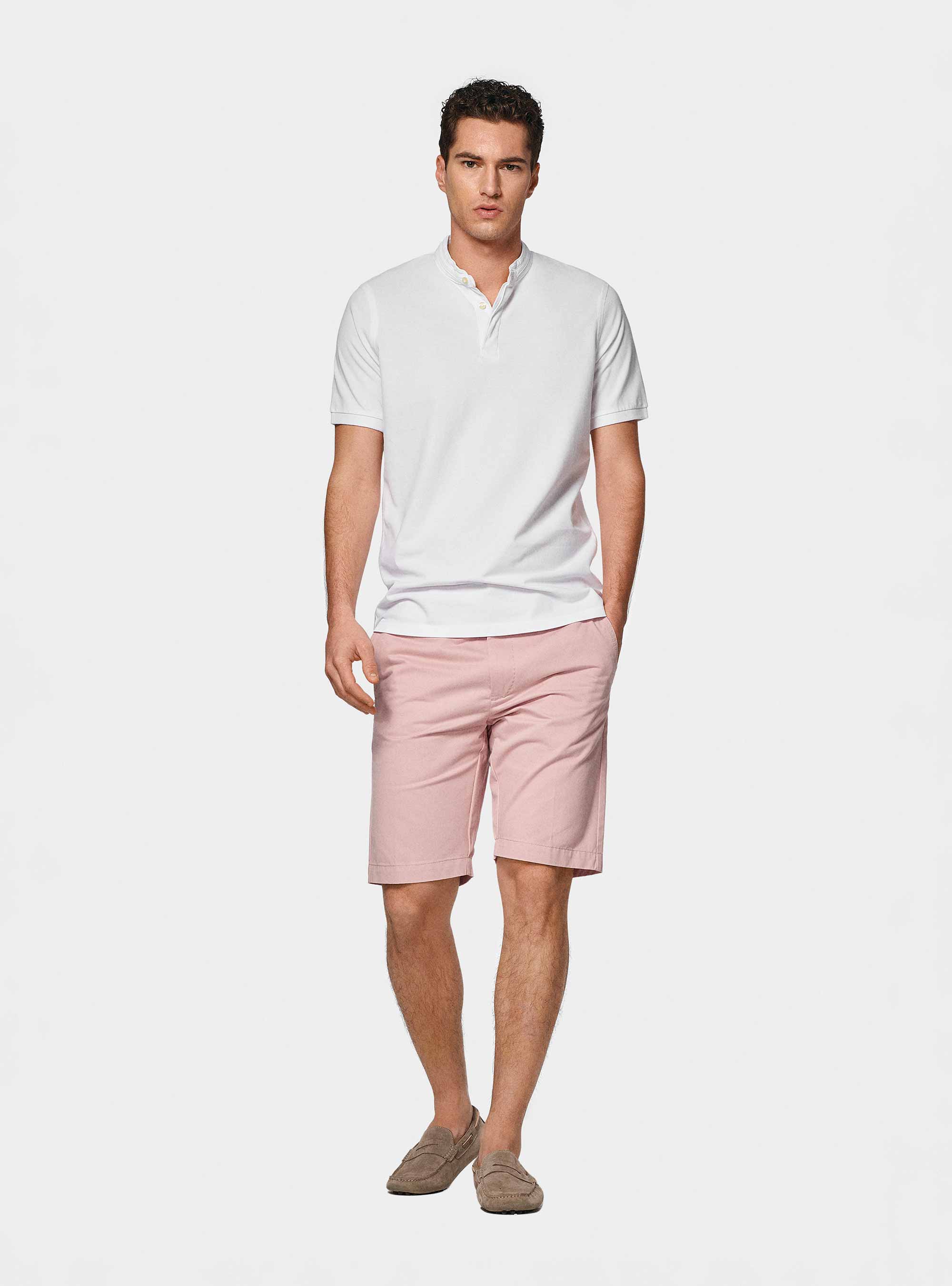 Polo de piqu&eacute; coreano, BLANCO