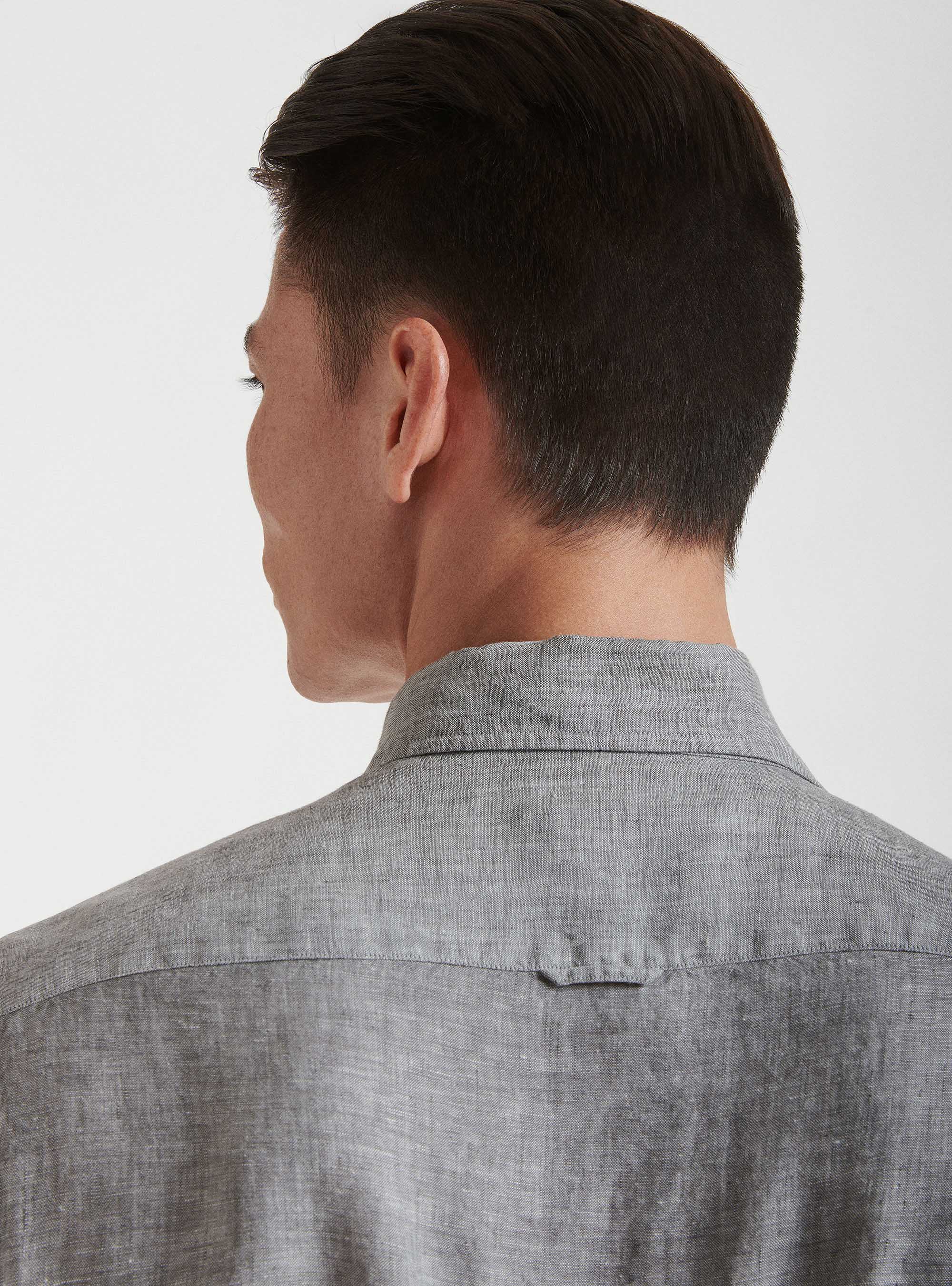 Chemise &agrave; col fran&ccedil;ais en pur lin, GRIS CLAIR M&Atilde; LANG&Atilde;