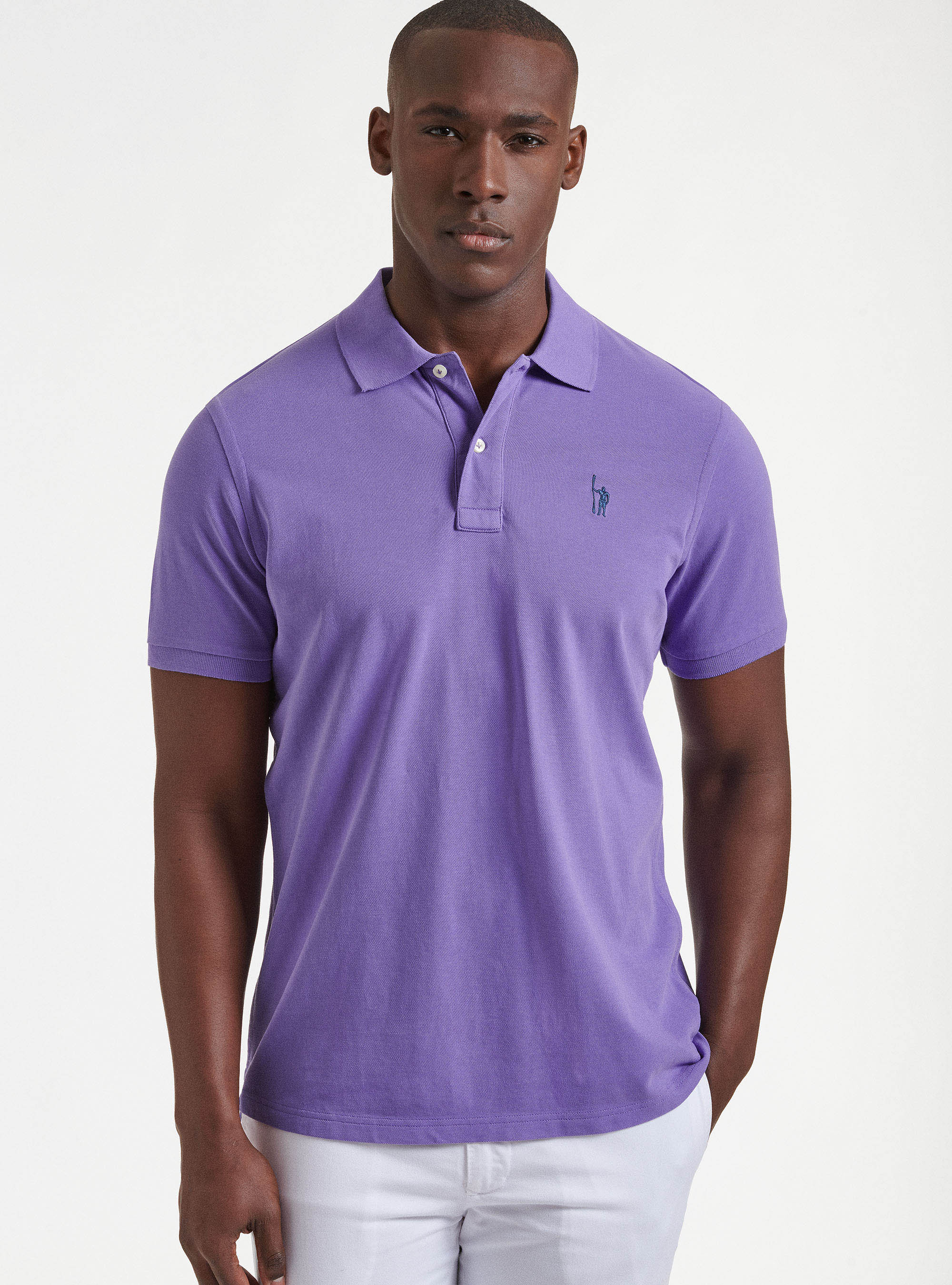 Polo de piqu&eacute; con bordado, 0463C LILLA