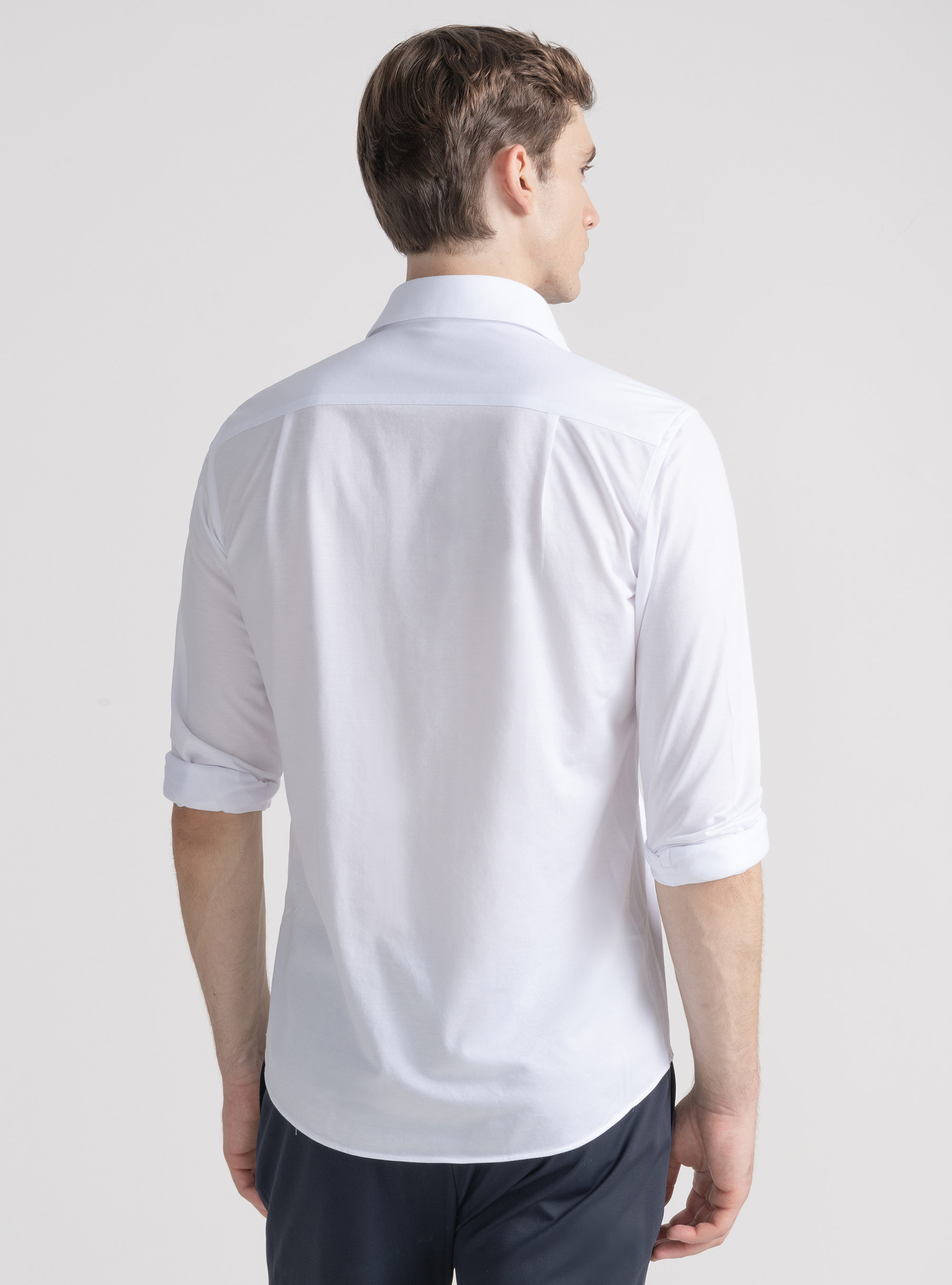 Camicia in jersey di misto cotone, BIANCO