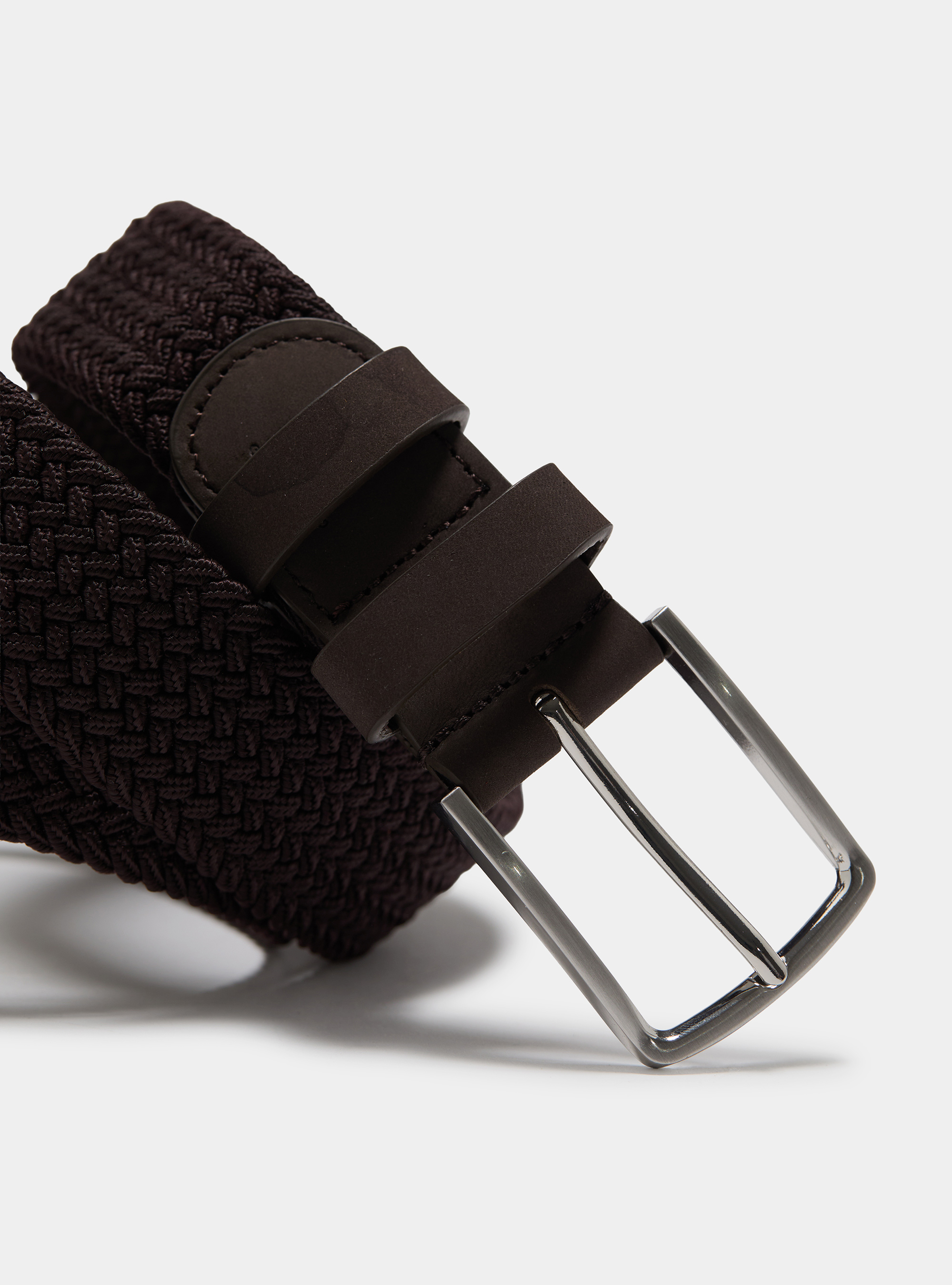 Elastic braided belt, BROWN