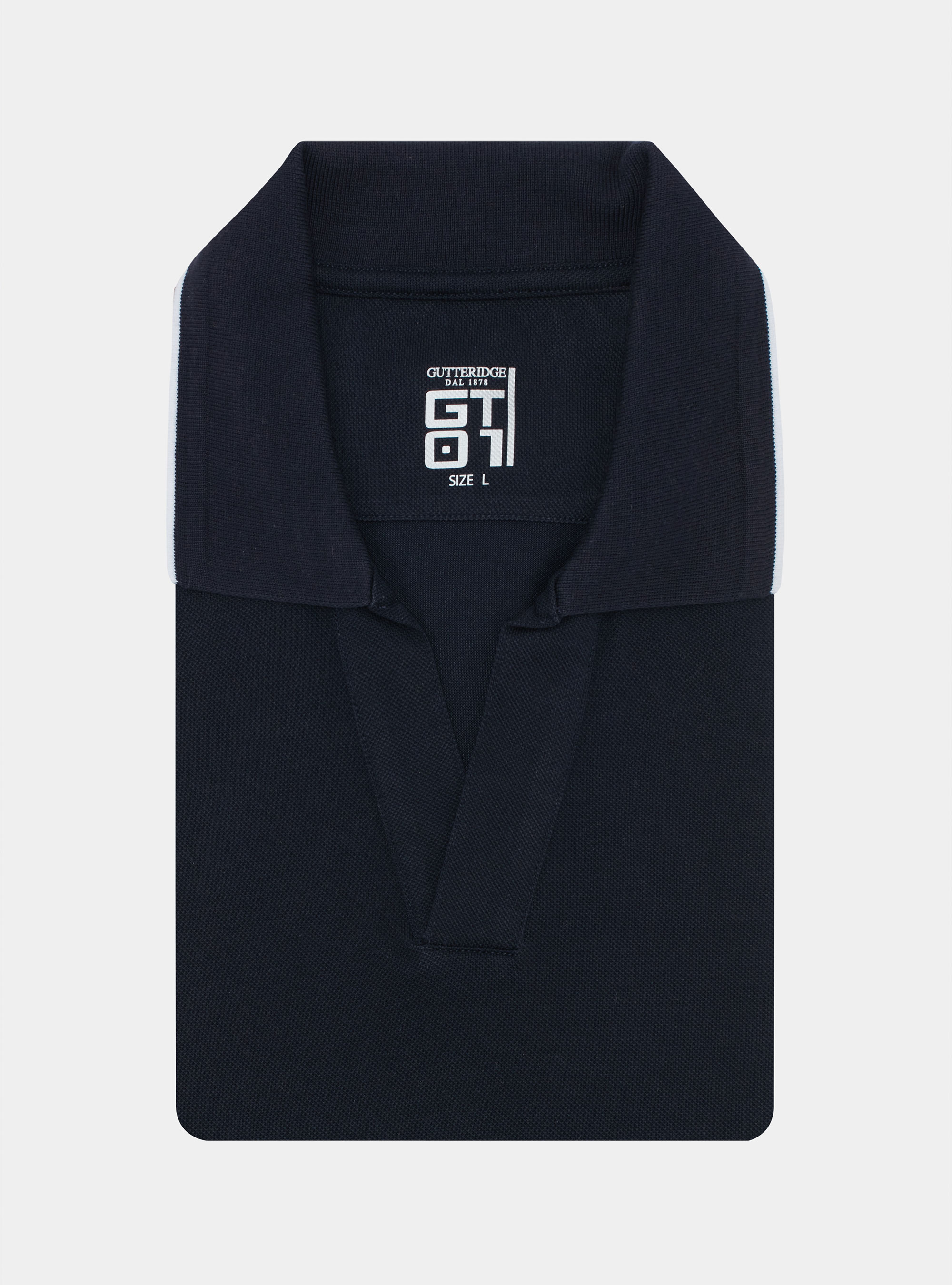 GT01 buttonless stretch pique polo shirt, NAVY BLUE