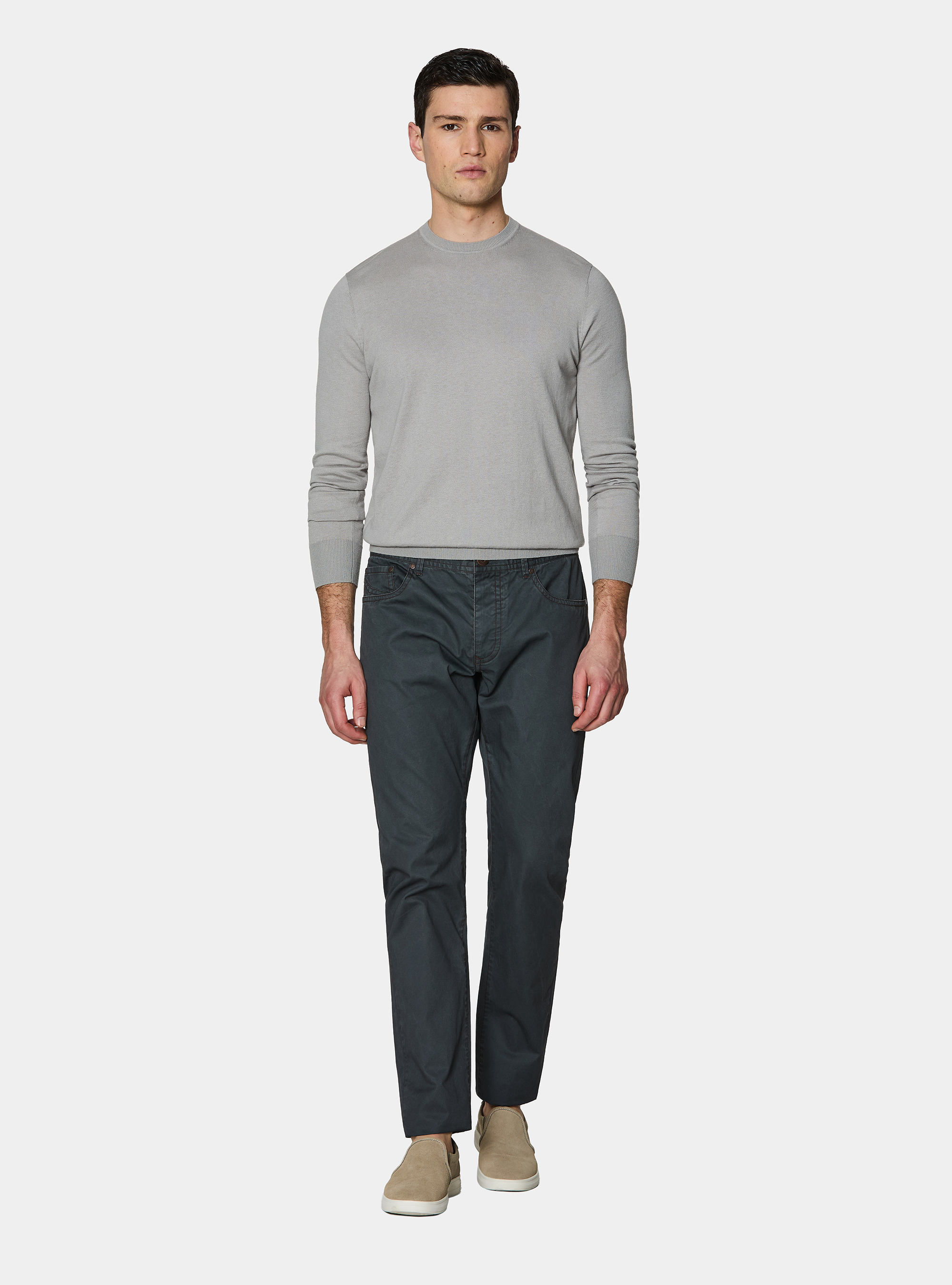 Slim fit cotton trousers, GREY