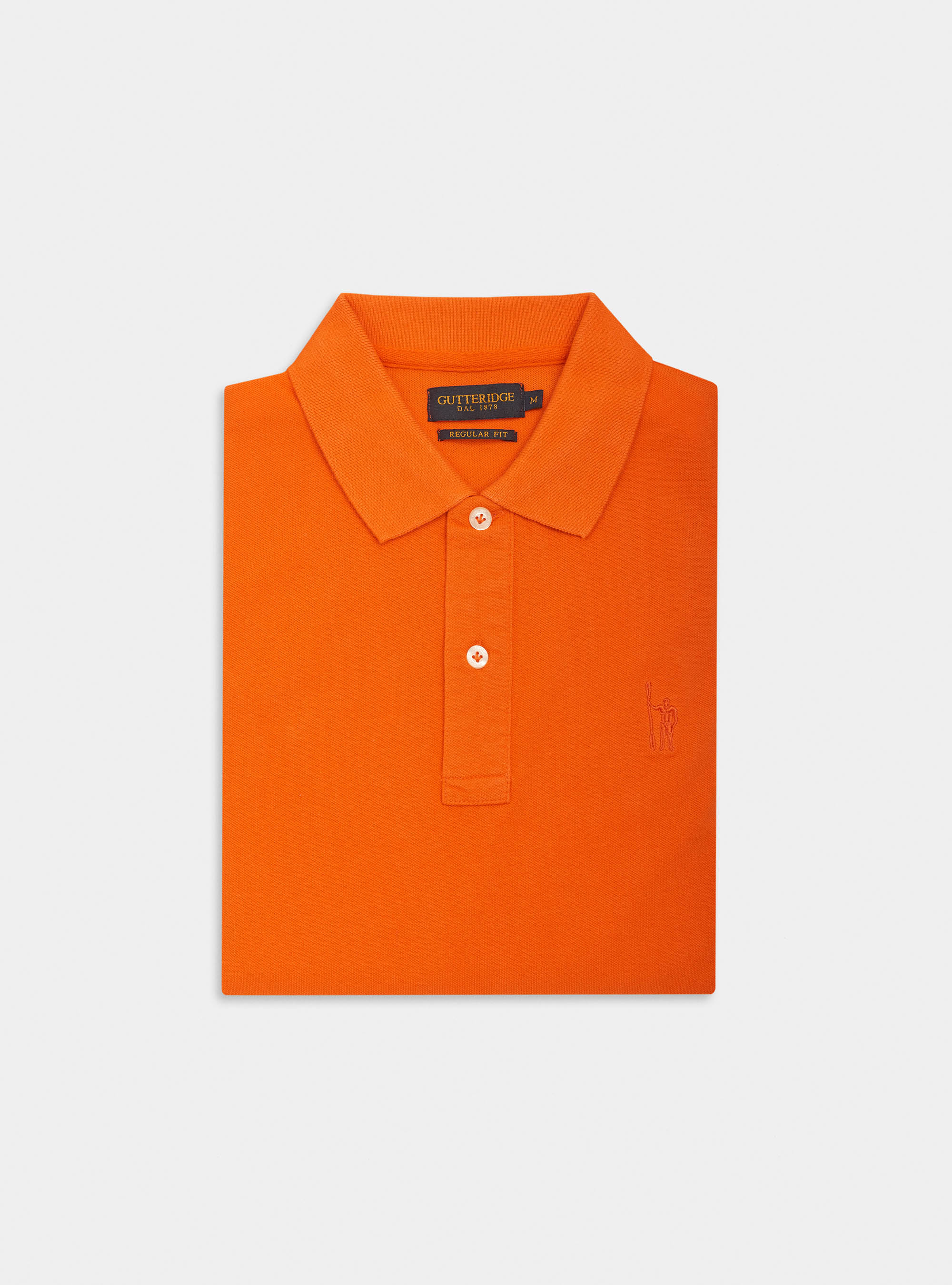 Polo classica con ricamo, ARANCIONE