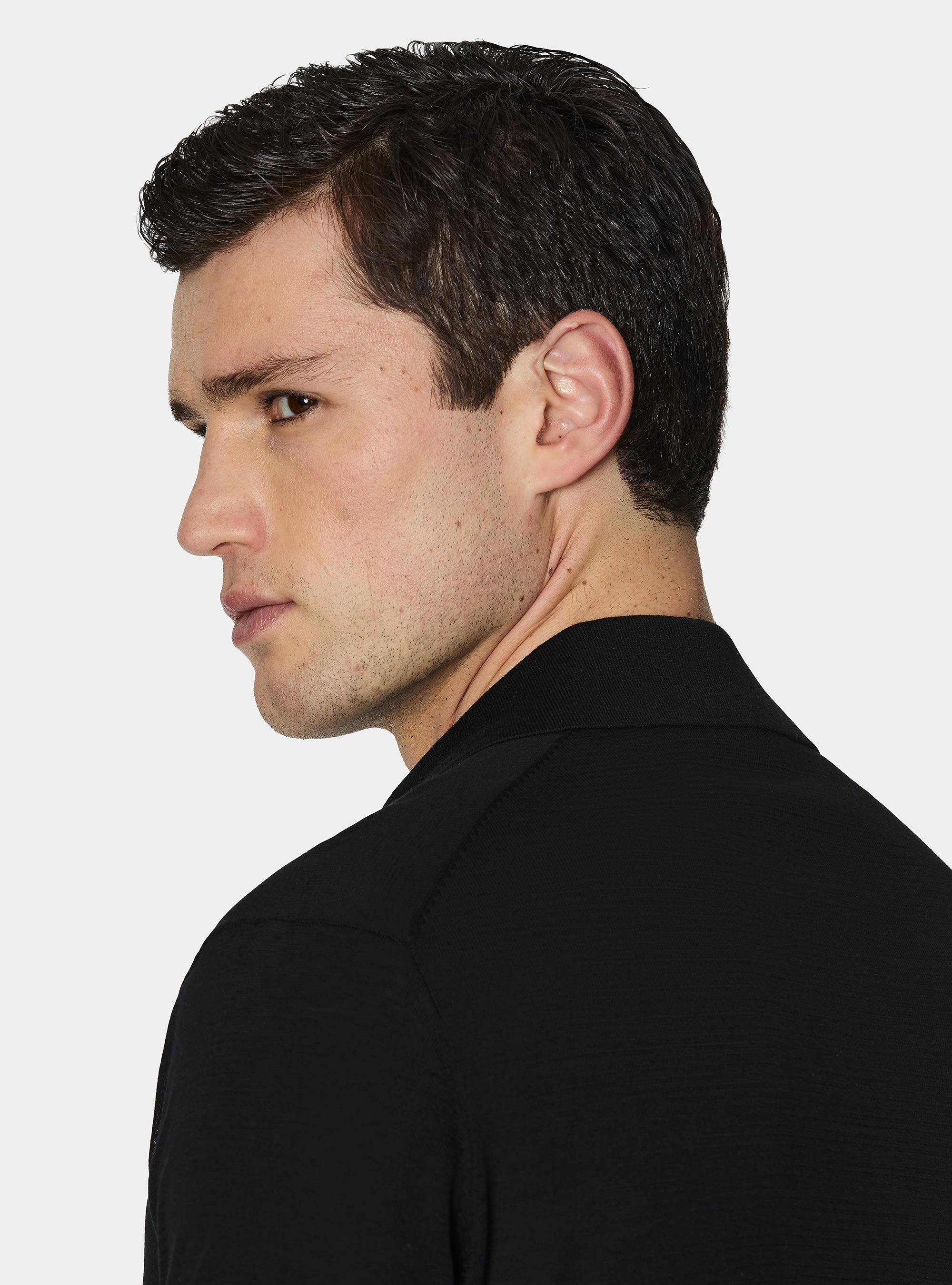 Cotton and silk polo shirt, BLACK