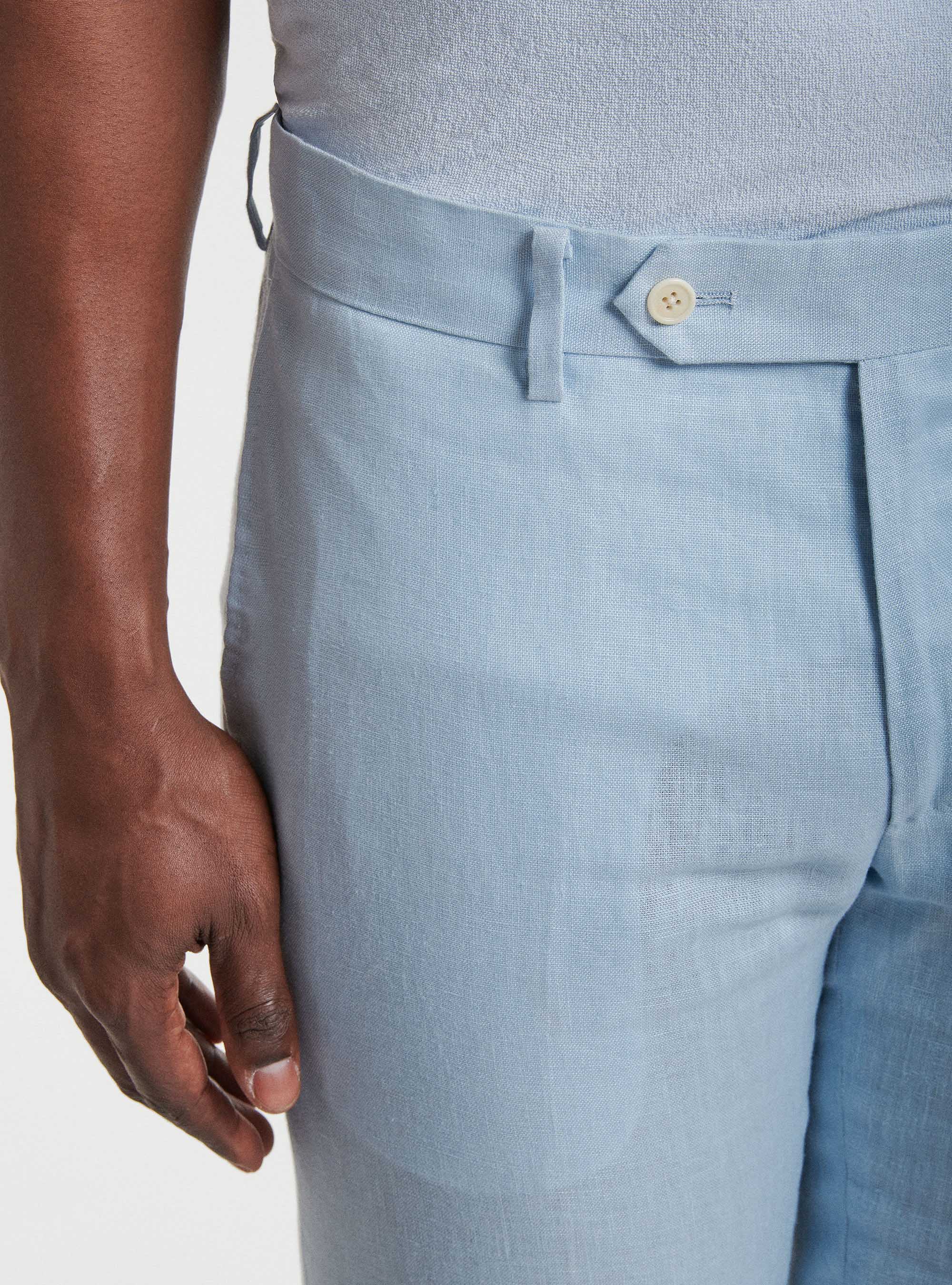 Pure linen suit trousers, LIGHT BLUE