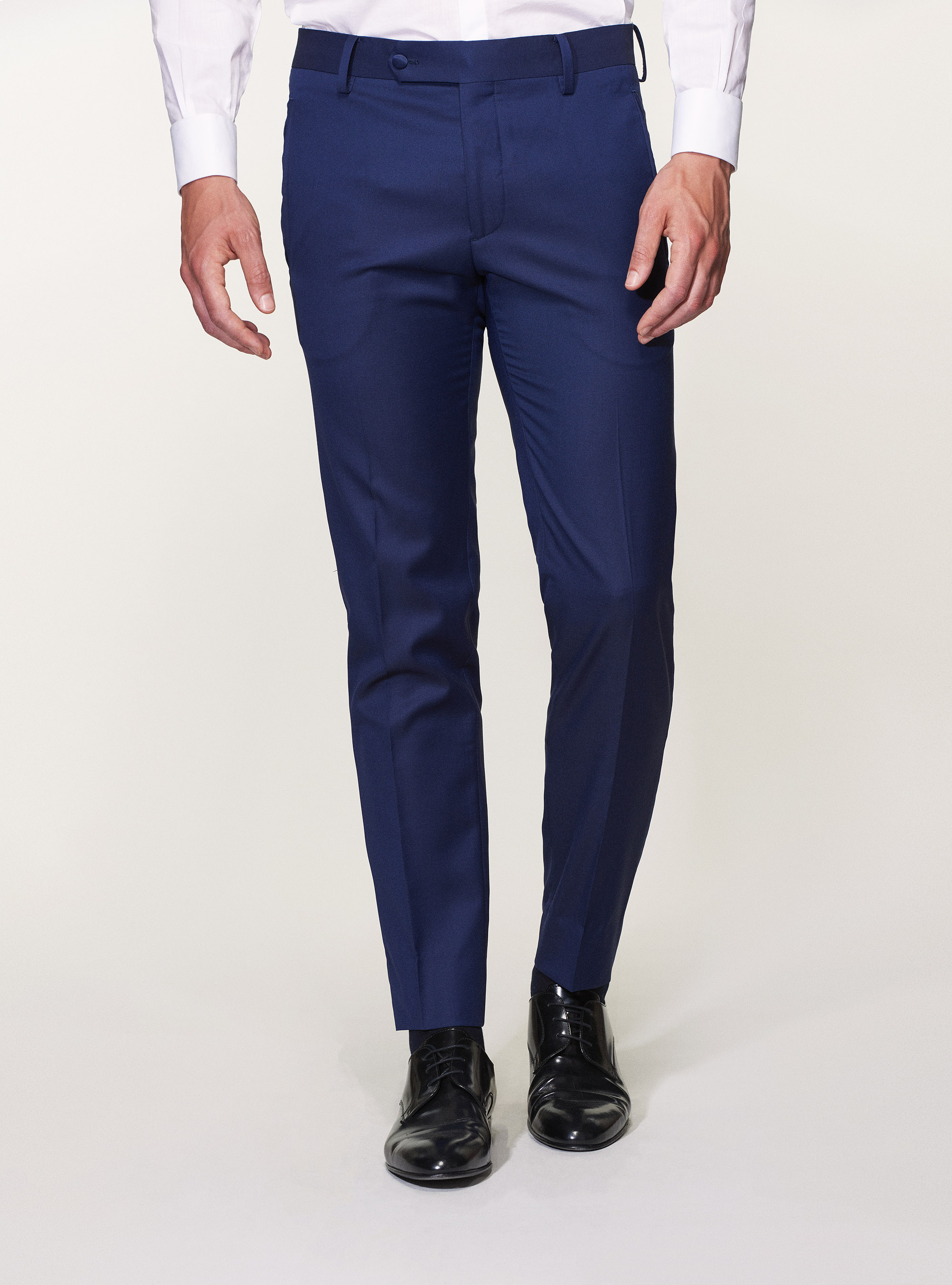 Pure superfine wool 110's Vitale Barberis Canonico tuxedo trousers, BASALT