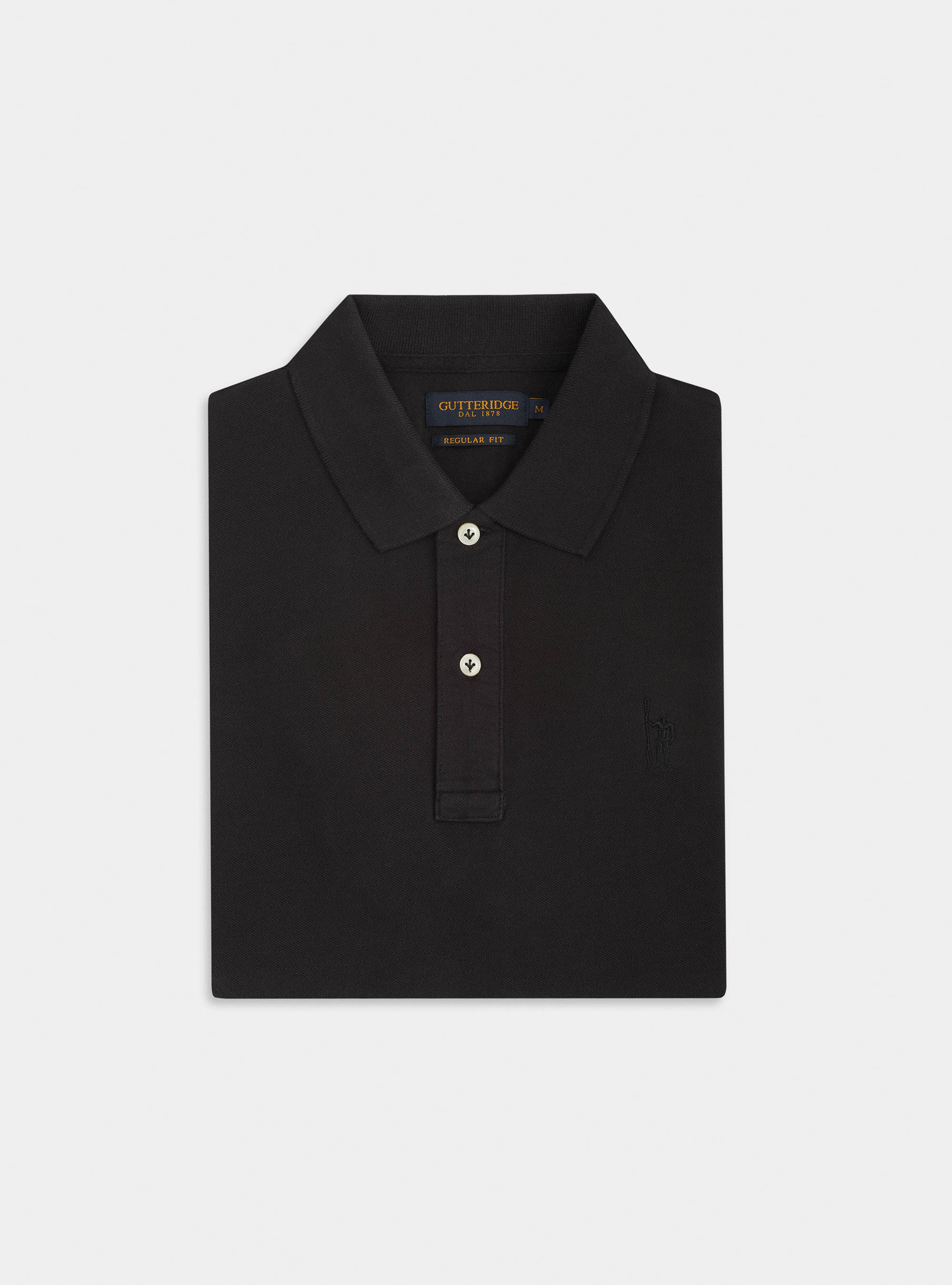 Polo classica con ricamo, NERO