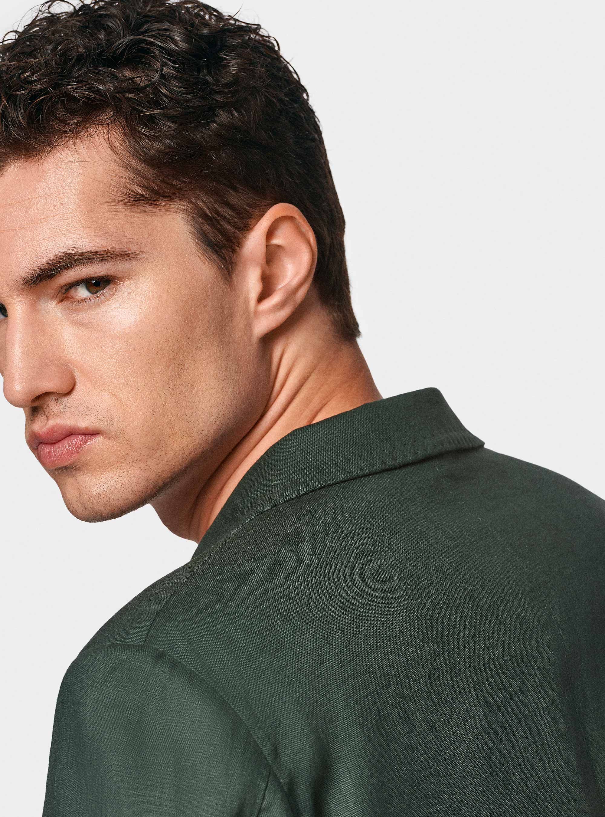 Pure linen suit blazer, GREEN