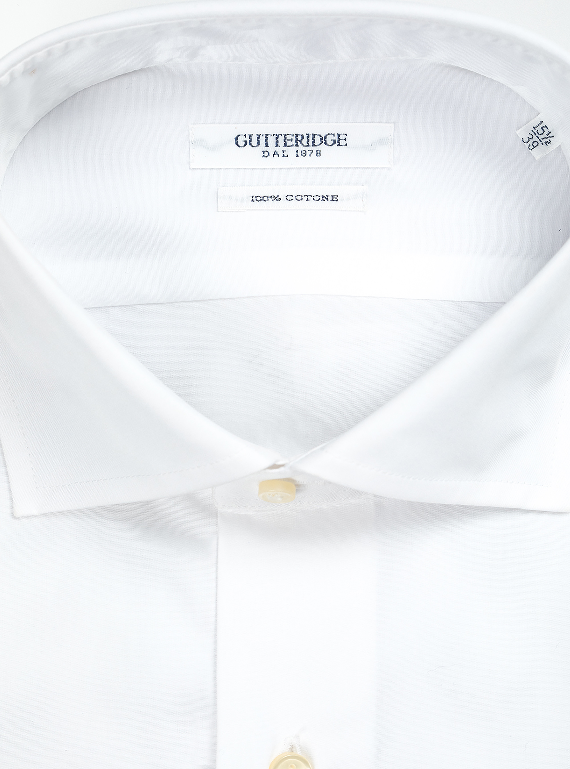 Fil a fil cotton French collar shirt, WHITE