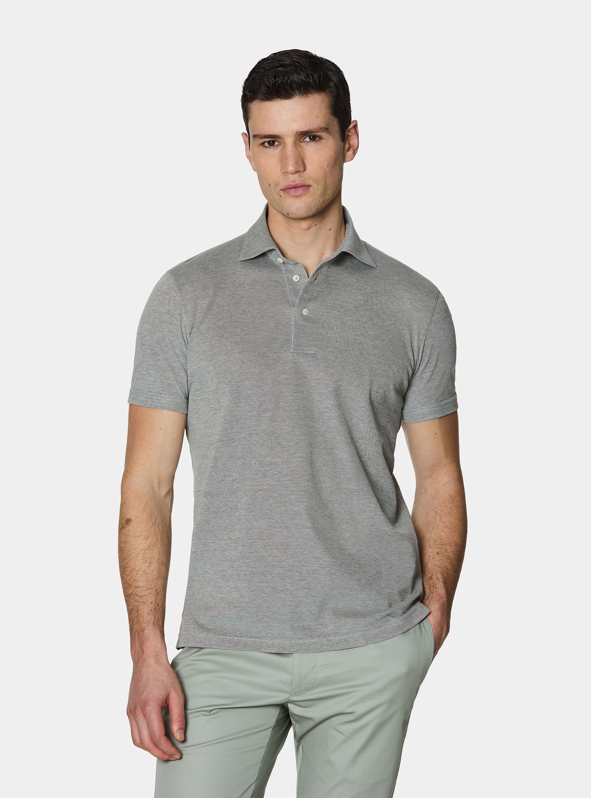 Polo en piqu&eacute; extensible GT01, VERDE SALVIA 0604C