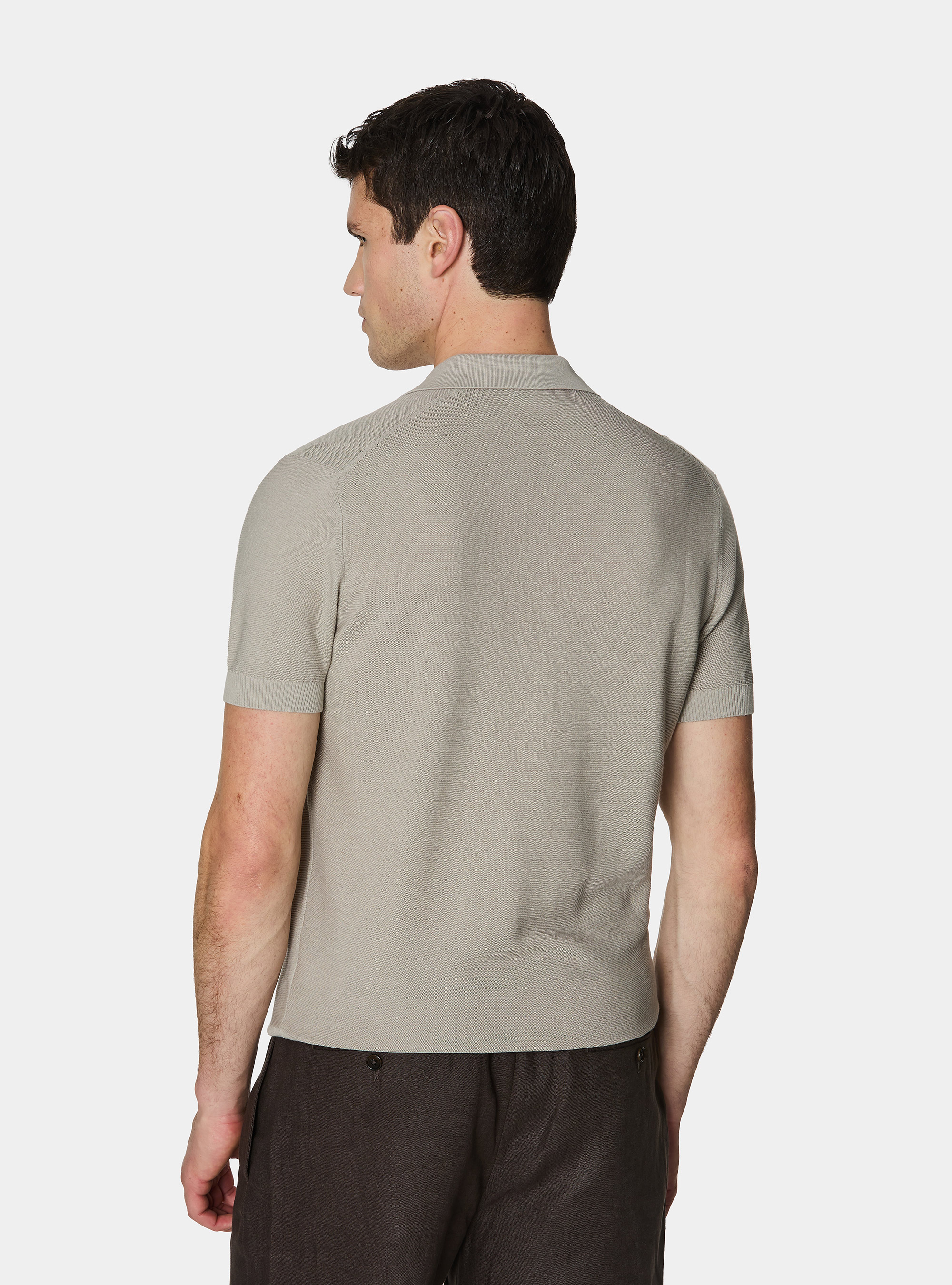 Gestricktes Links-Poloshirt aus extrafeiner Baumwolle, SABBIA 0561C