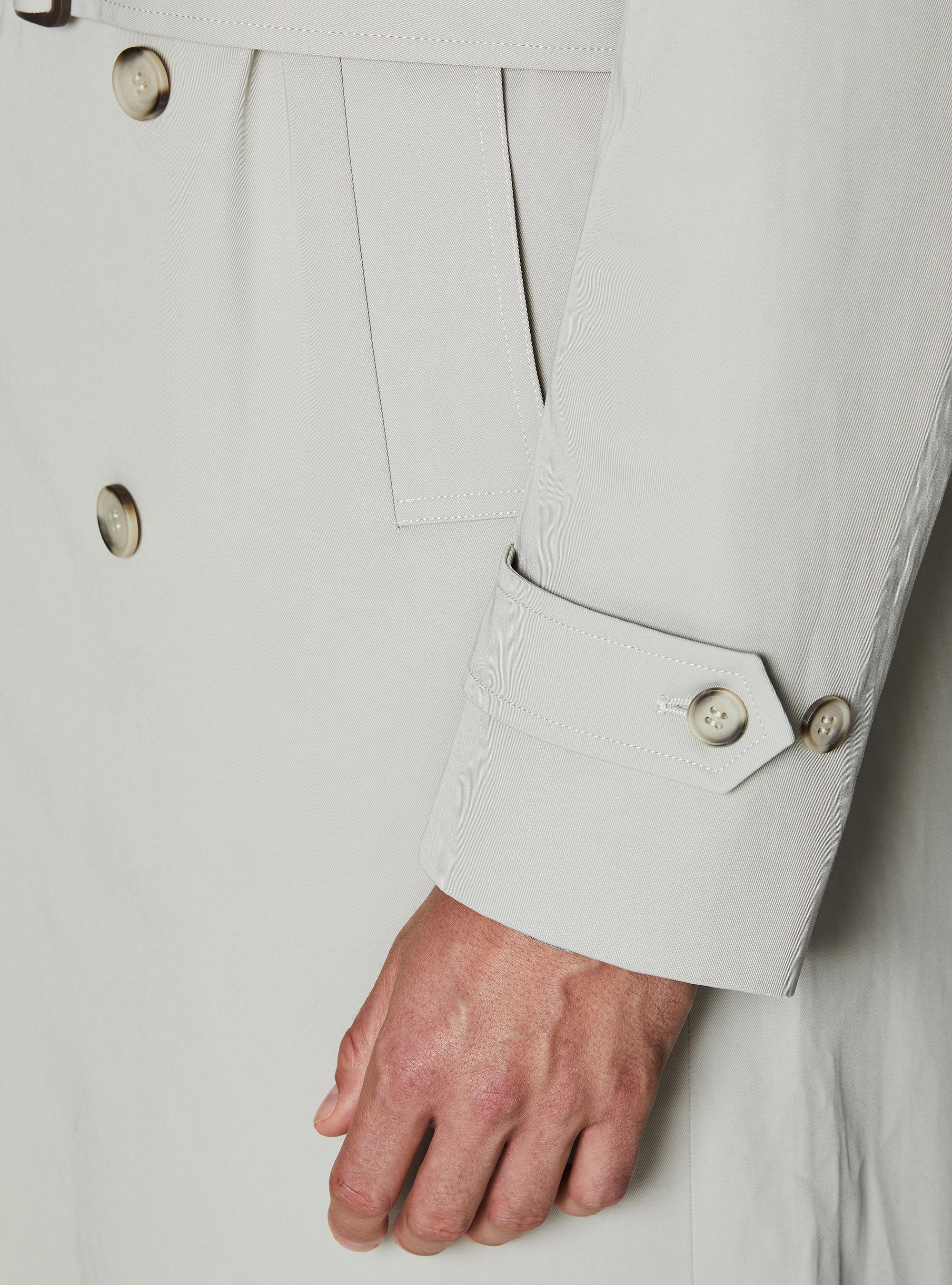 Double-breasted trench coat in cotton twill, ECRU