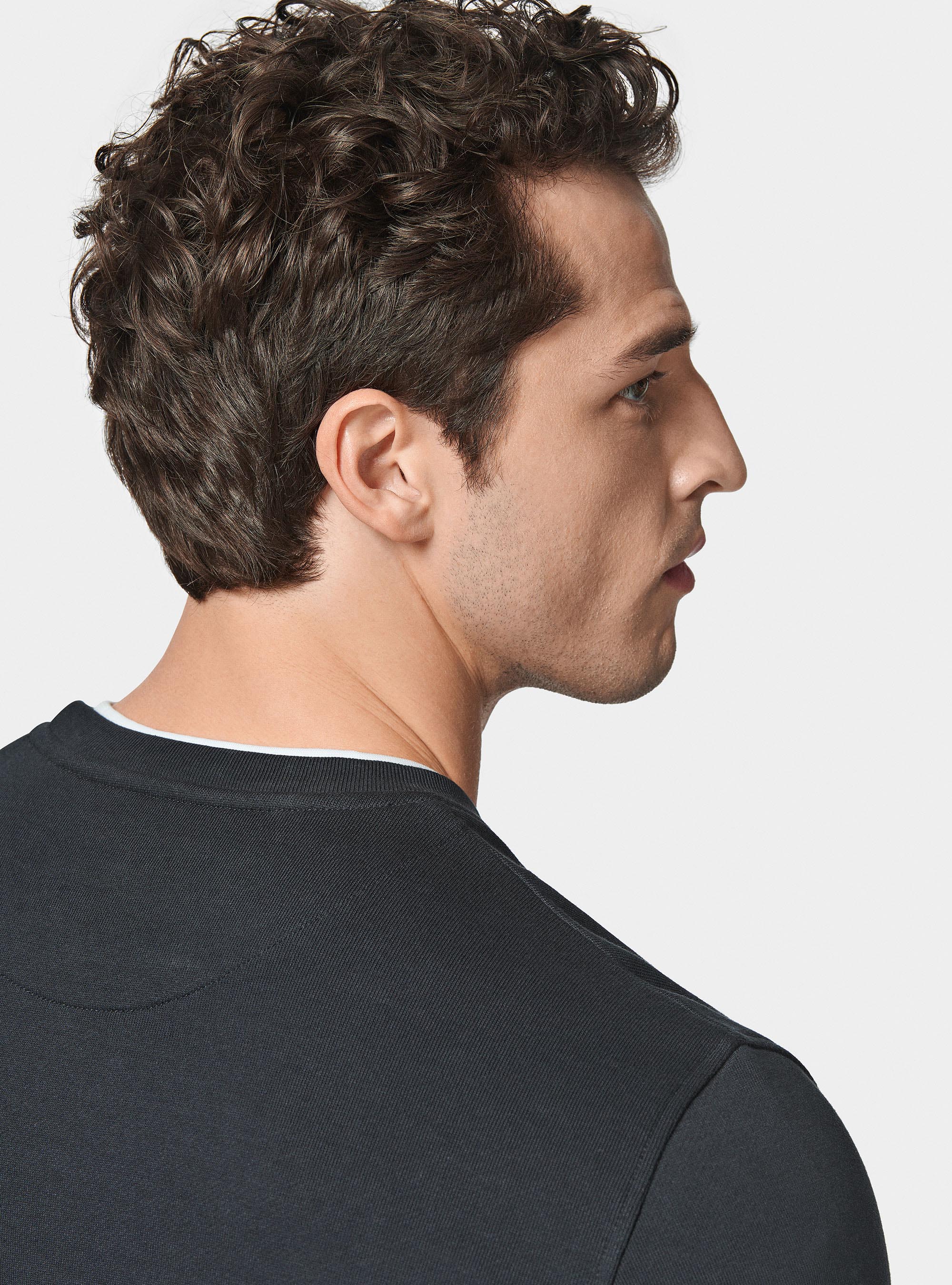 Sudadera con cuello redondo y estampado, AZUL MARINO
