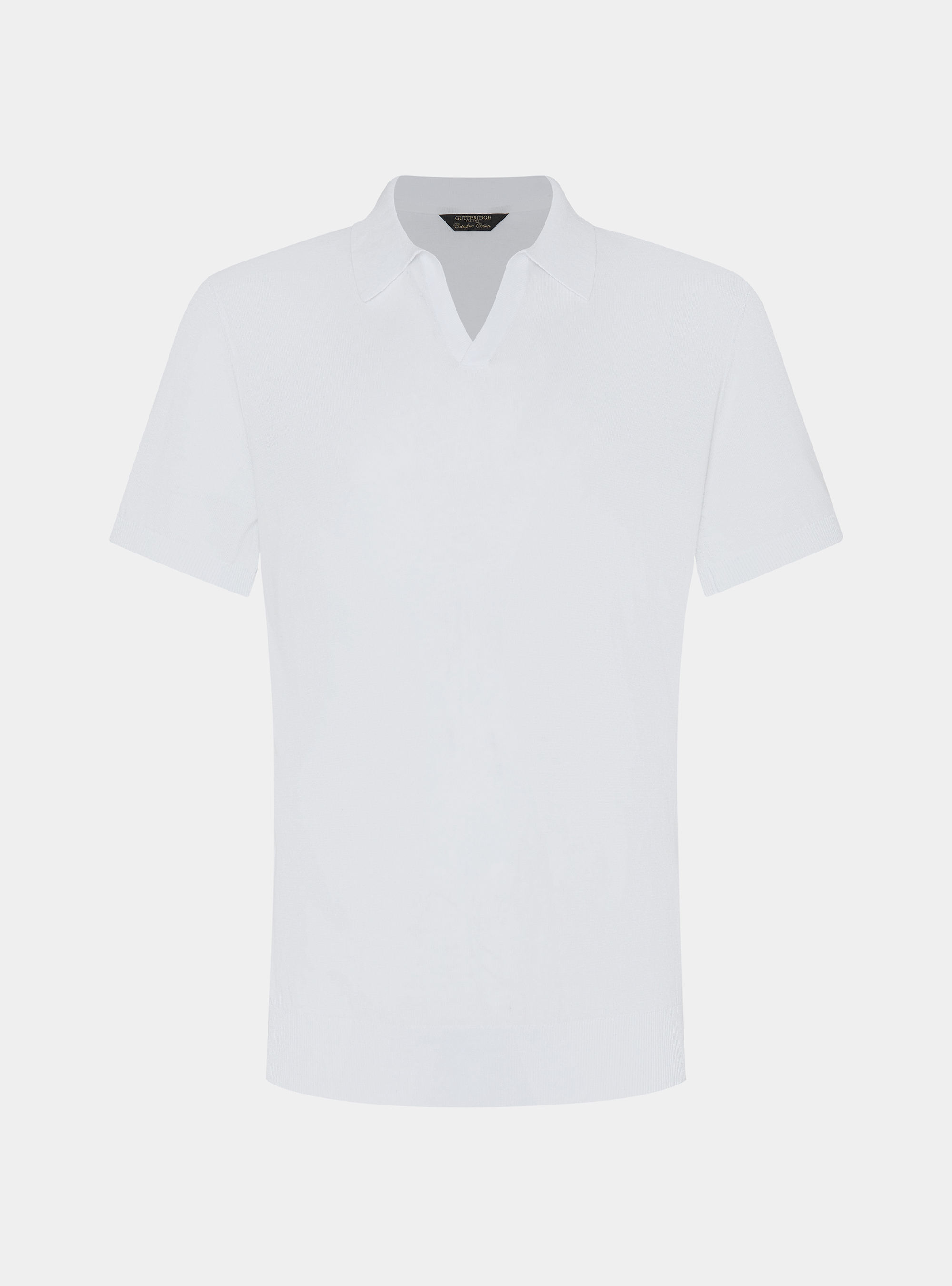 Buttonless knitted polo shirt in extra-fine cotton, WHITE