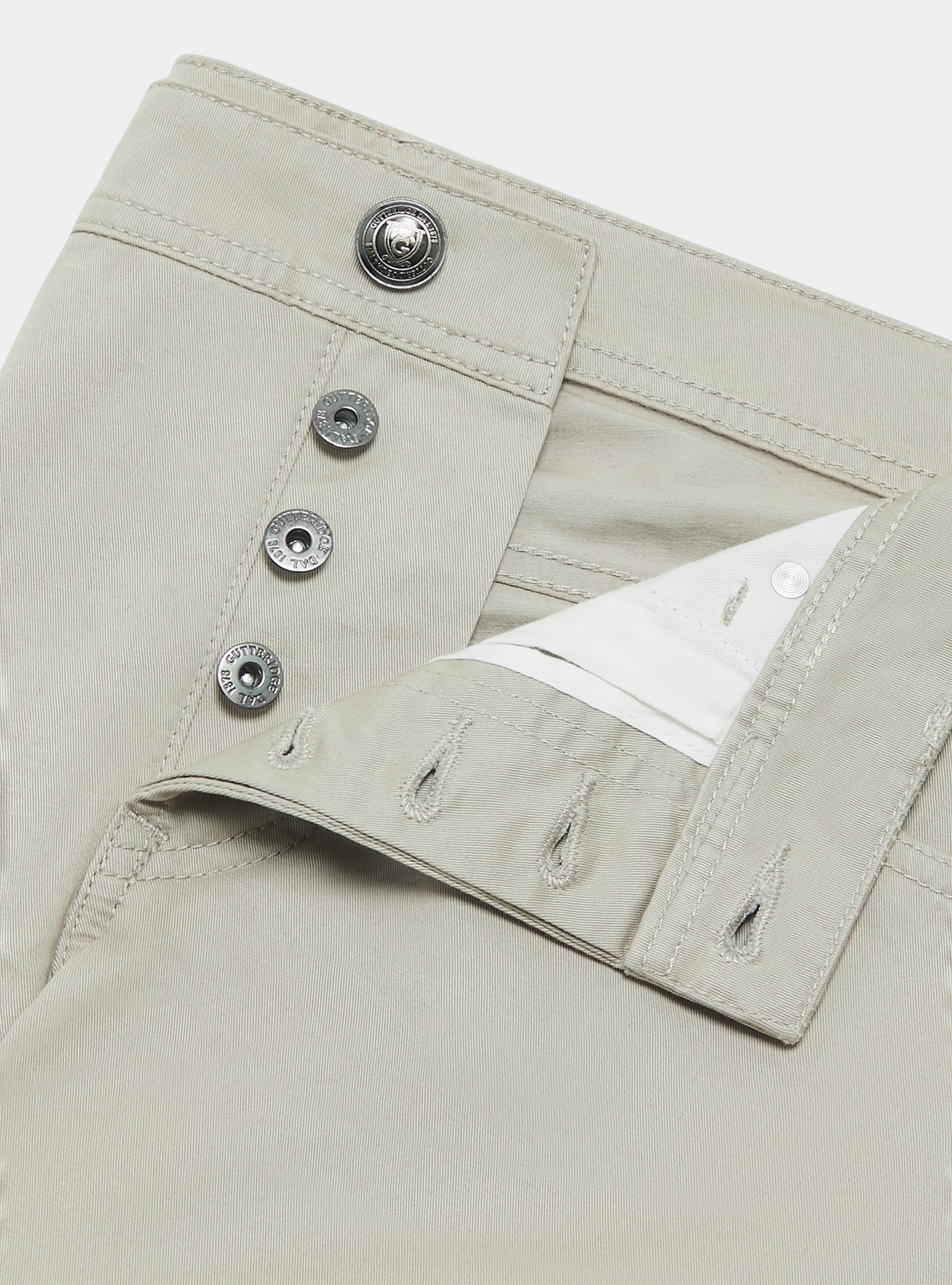 Pantalon 5 poches en serg&eacute; de coton, SABLE