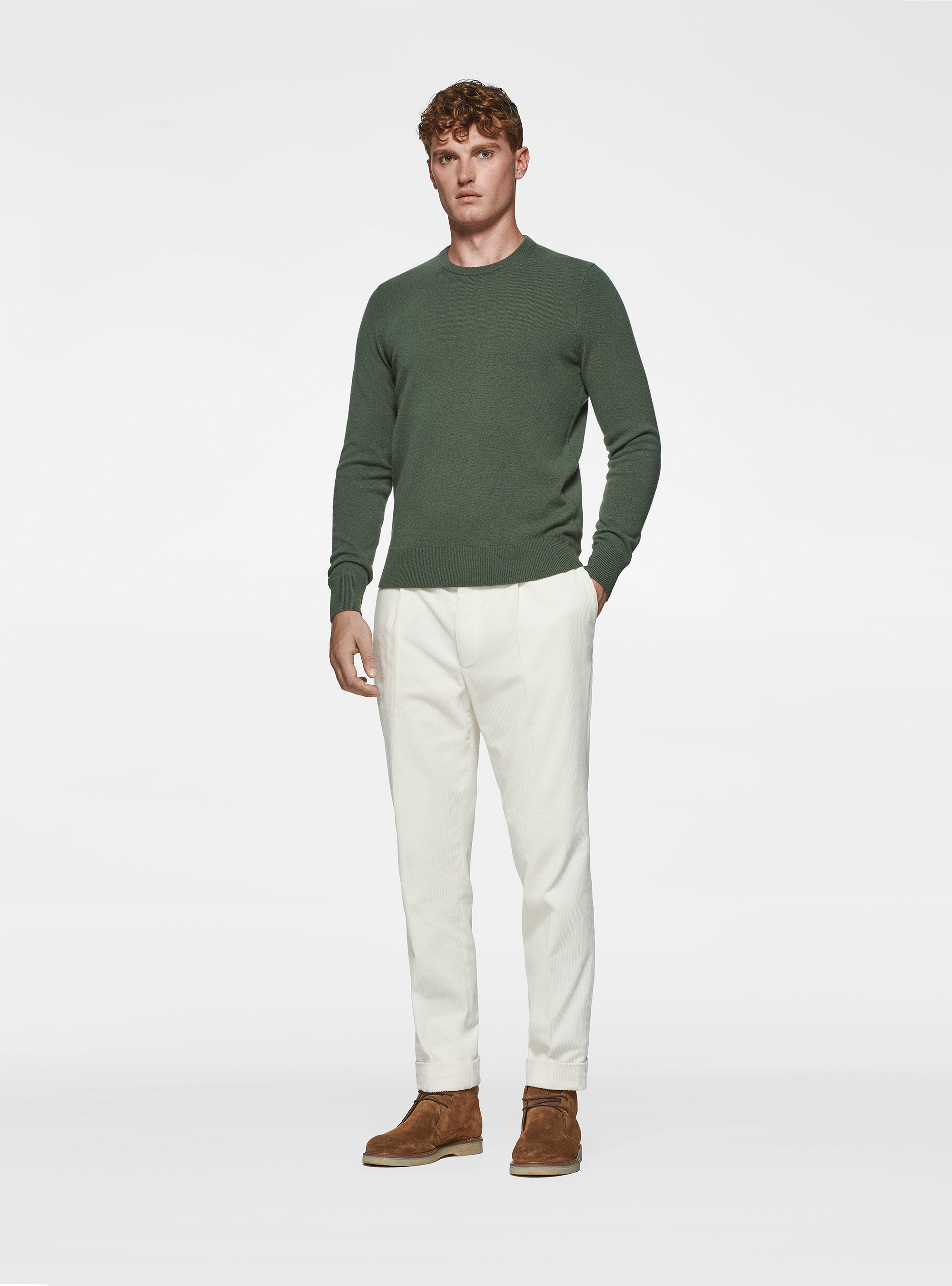Maglia girocollo in lambswool e cashmere, MILITARE 0609C