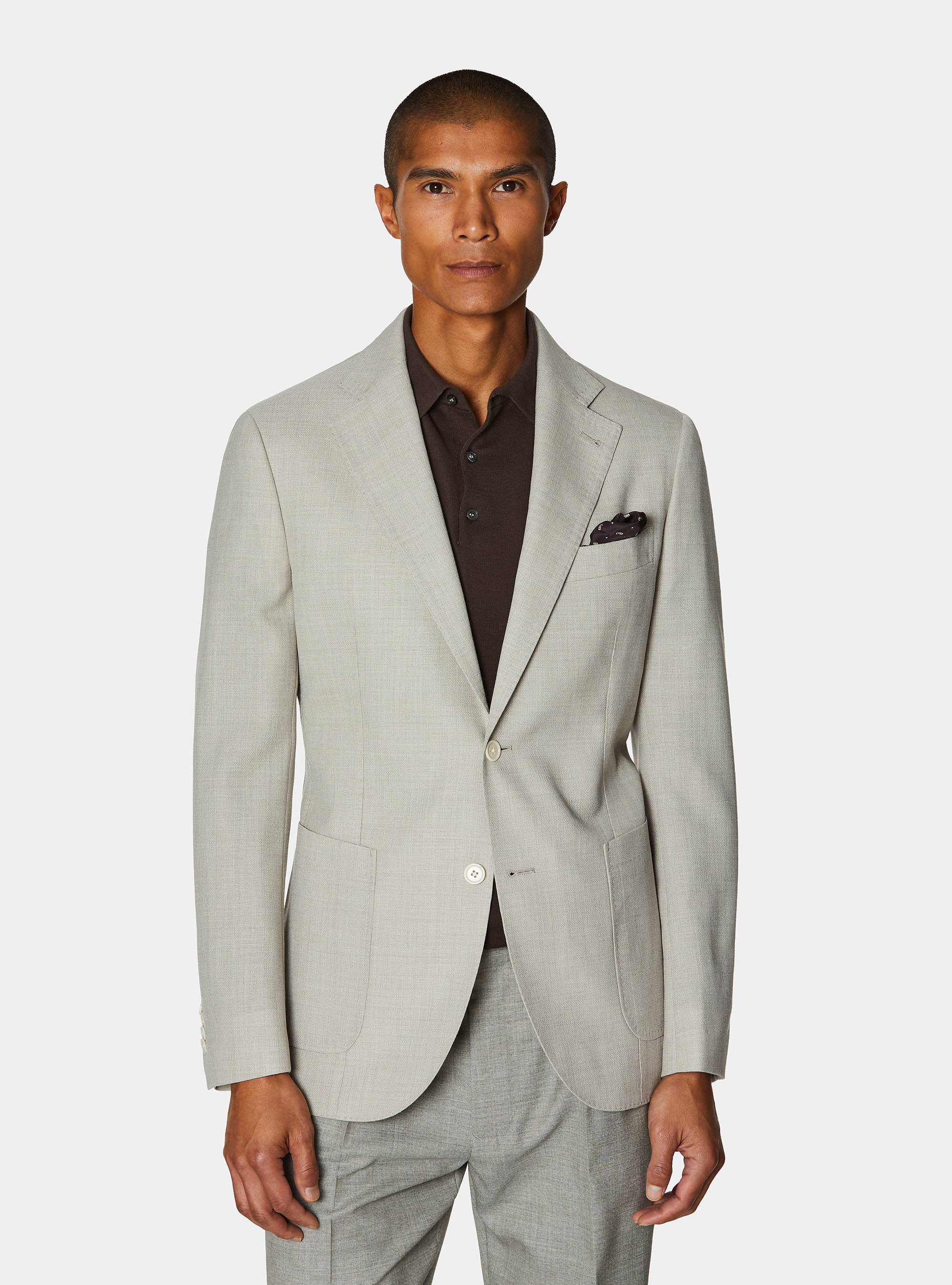 Pure wool hopsack blazer, ECRU