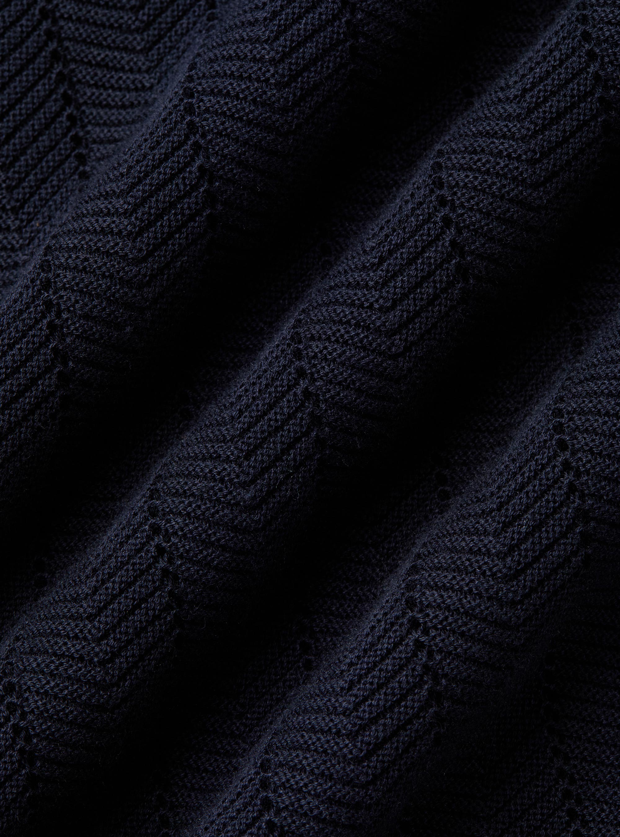 Polo perforado de algod&oacute;n a rayas, AZUL MARINO