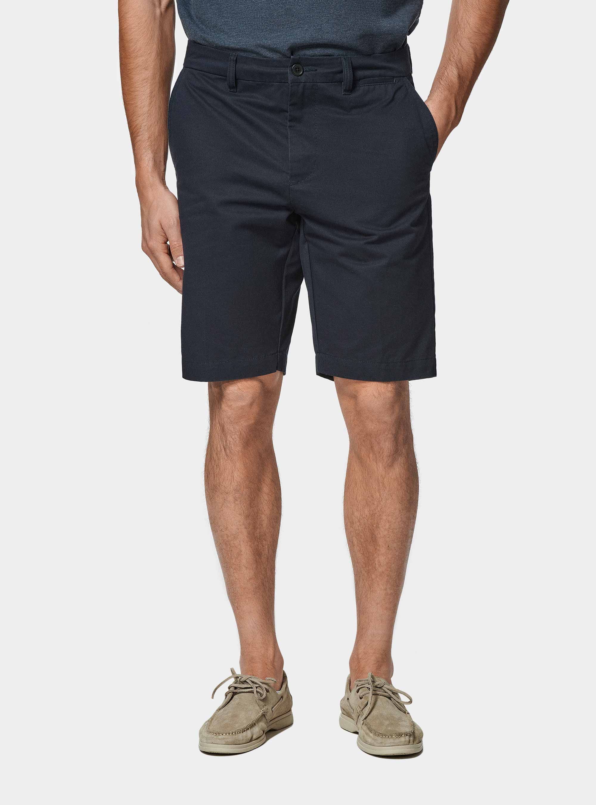 Bermuda en serg&eacute; de coton, BLEU MARINE