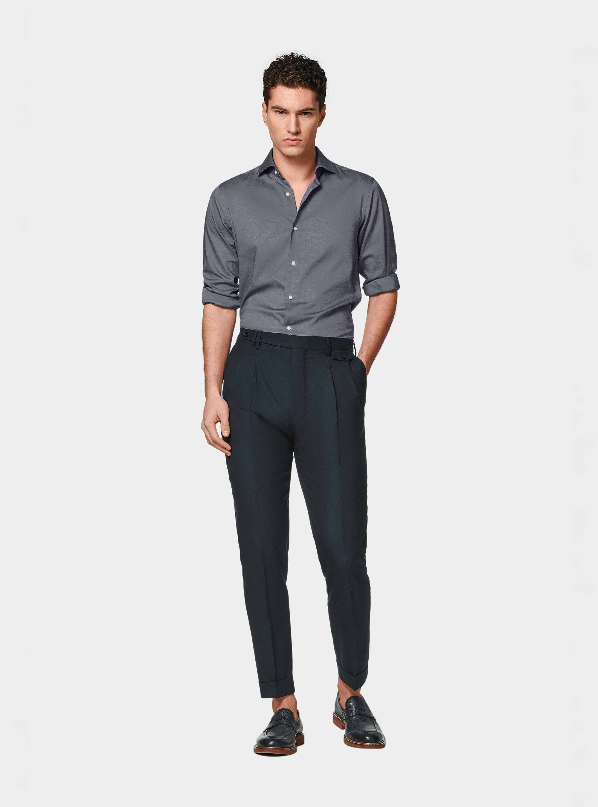 Camicia in cotone oxford, BLU NAVY