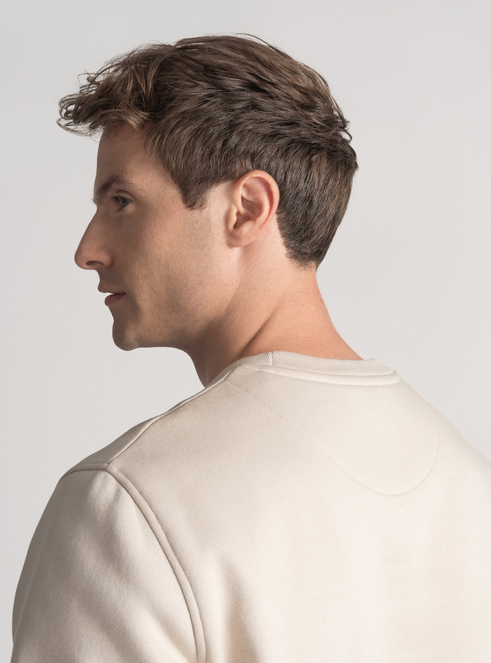 Crew neck sweatshirt with rubberised logo GT01, ECRU