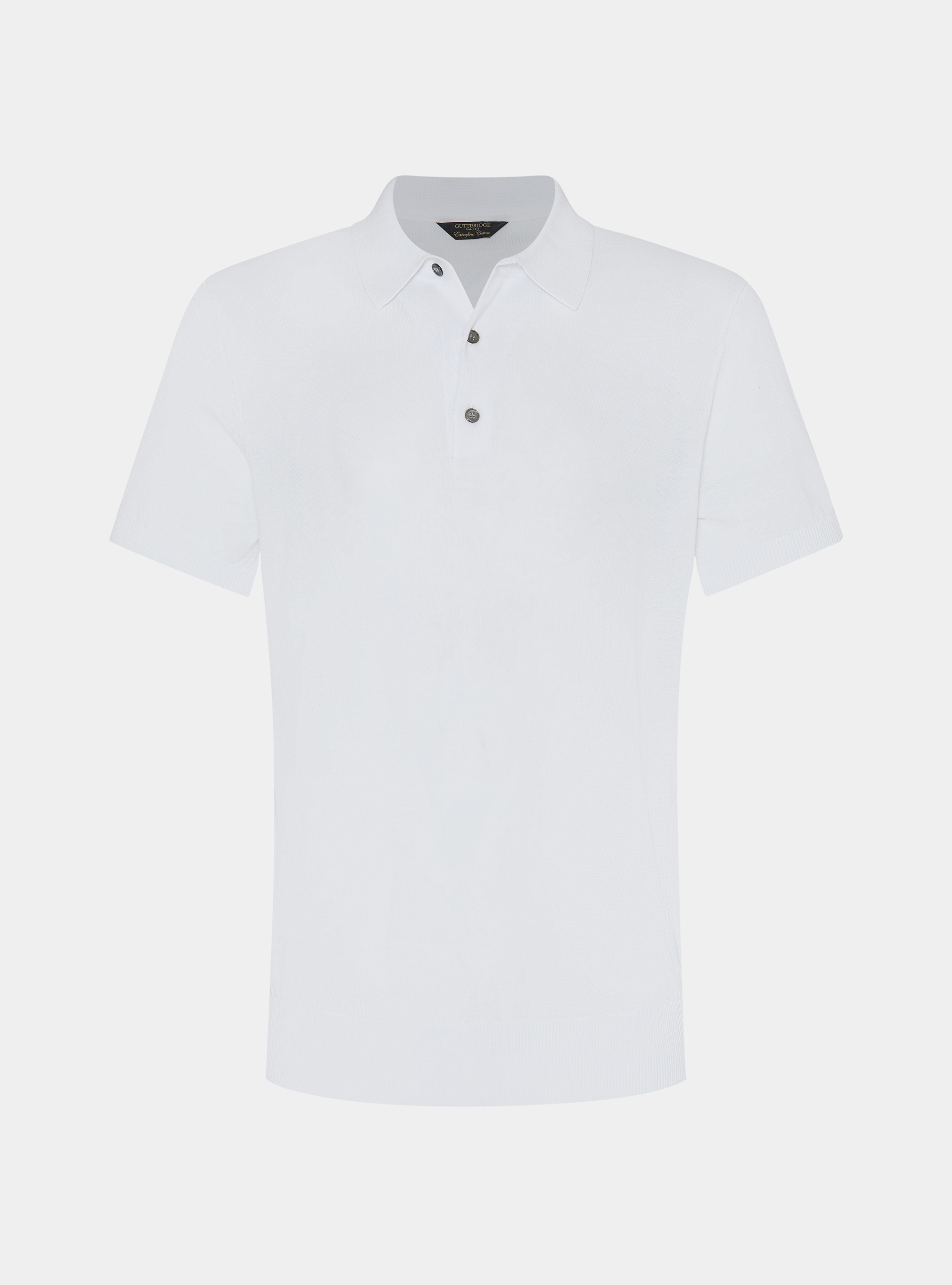 Polo de punto de algod&oacute;n extrafino, BLANCO