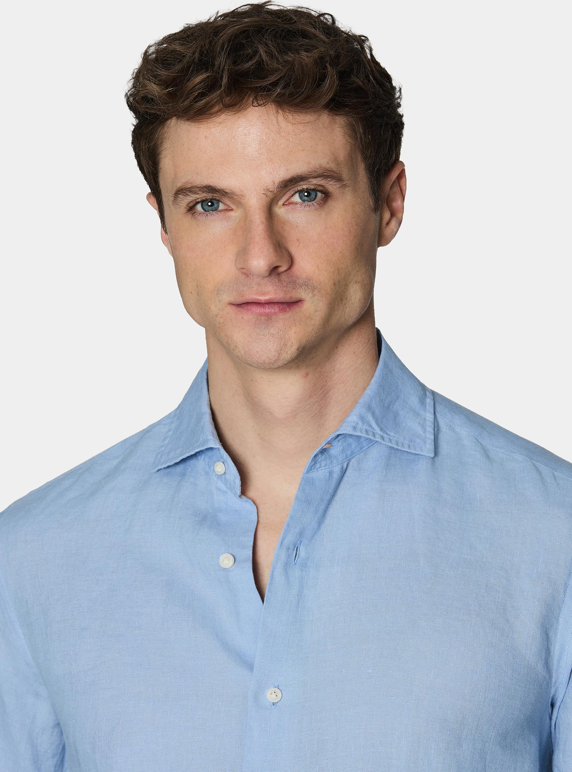 Pure linen shirt, 0266C AZZURRO
