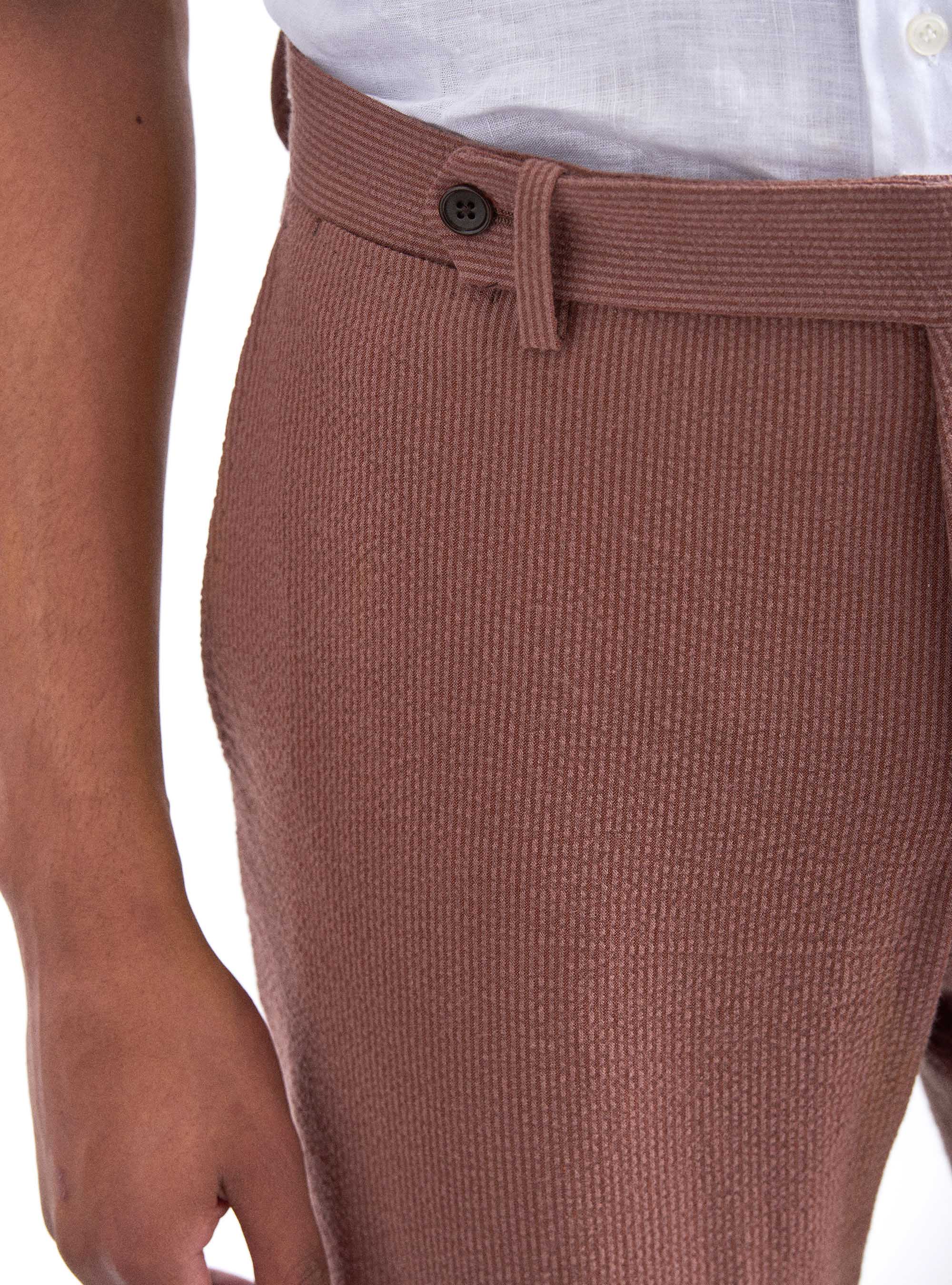 Seersuckerhose aus Stretch-Baumwolle, TABACCO 0533C