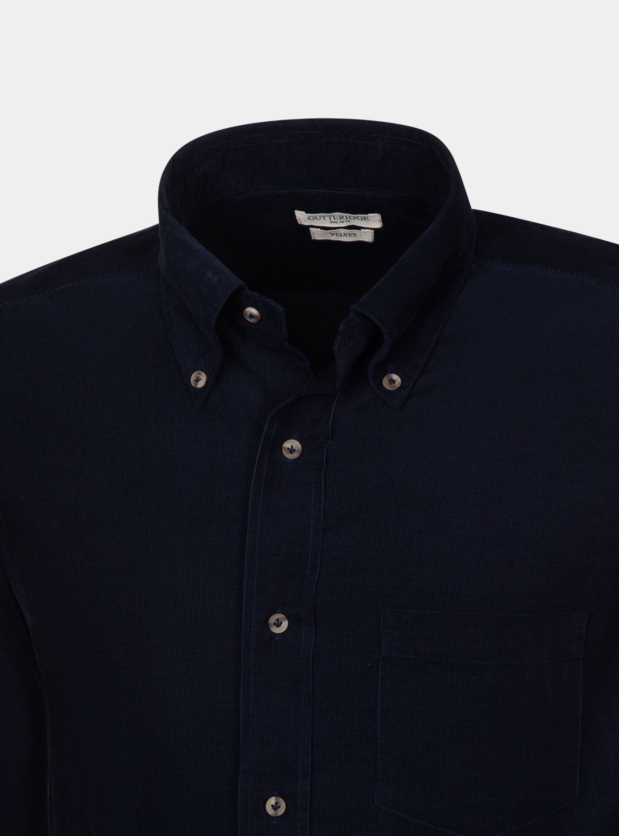 Cotton velvet button-down collar shirt, NAVY BLUE