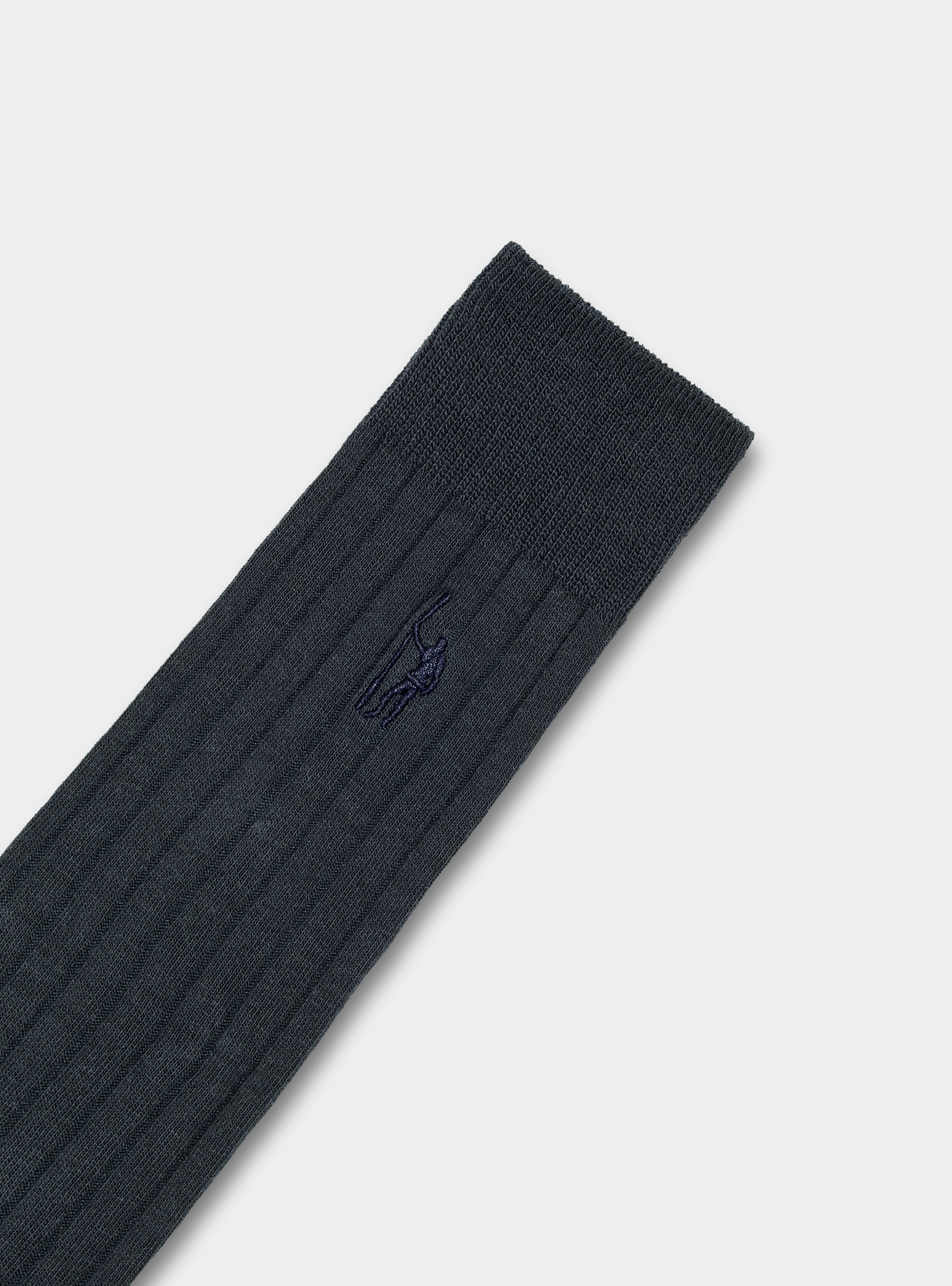 Ribbed socks with embroidery, ASPHALT GREY