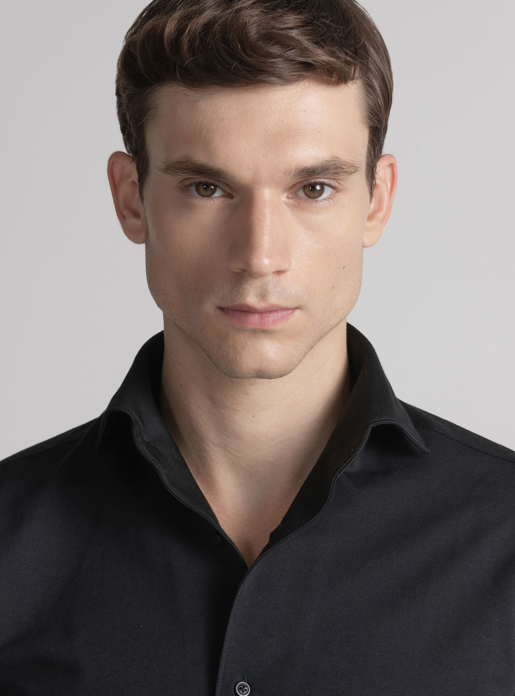 Camicia in jersey di misto cotone, NERO