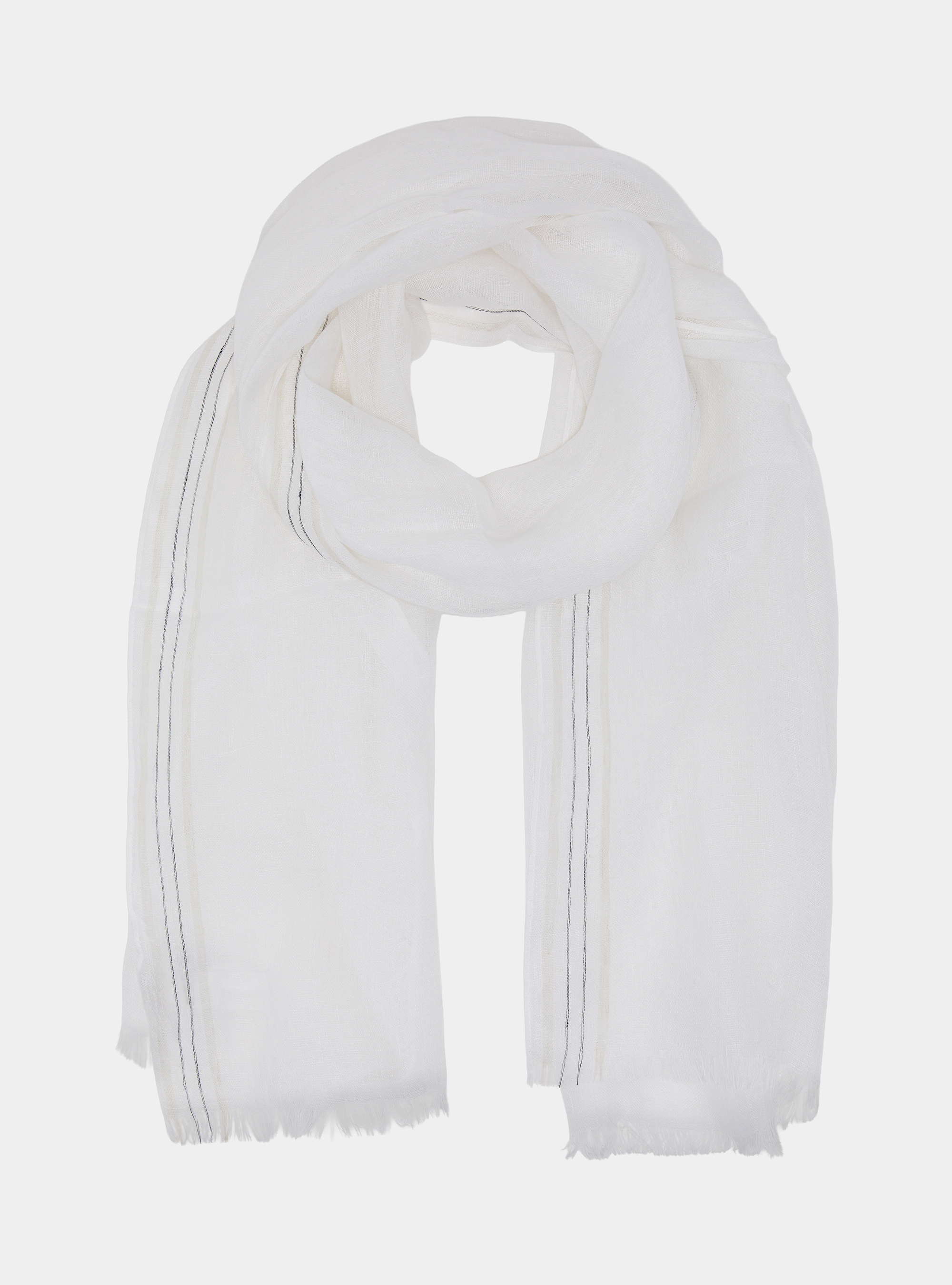 Pure linen scarf, WHITE