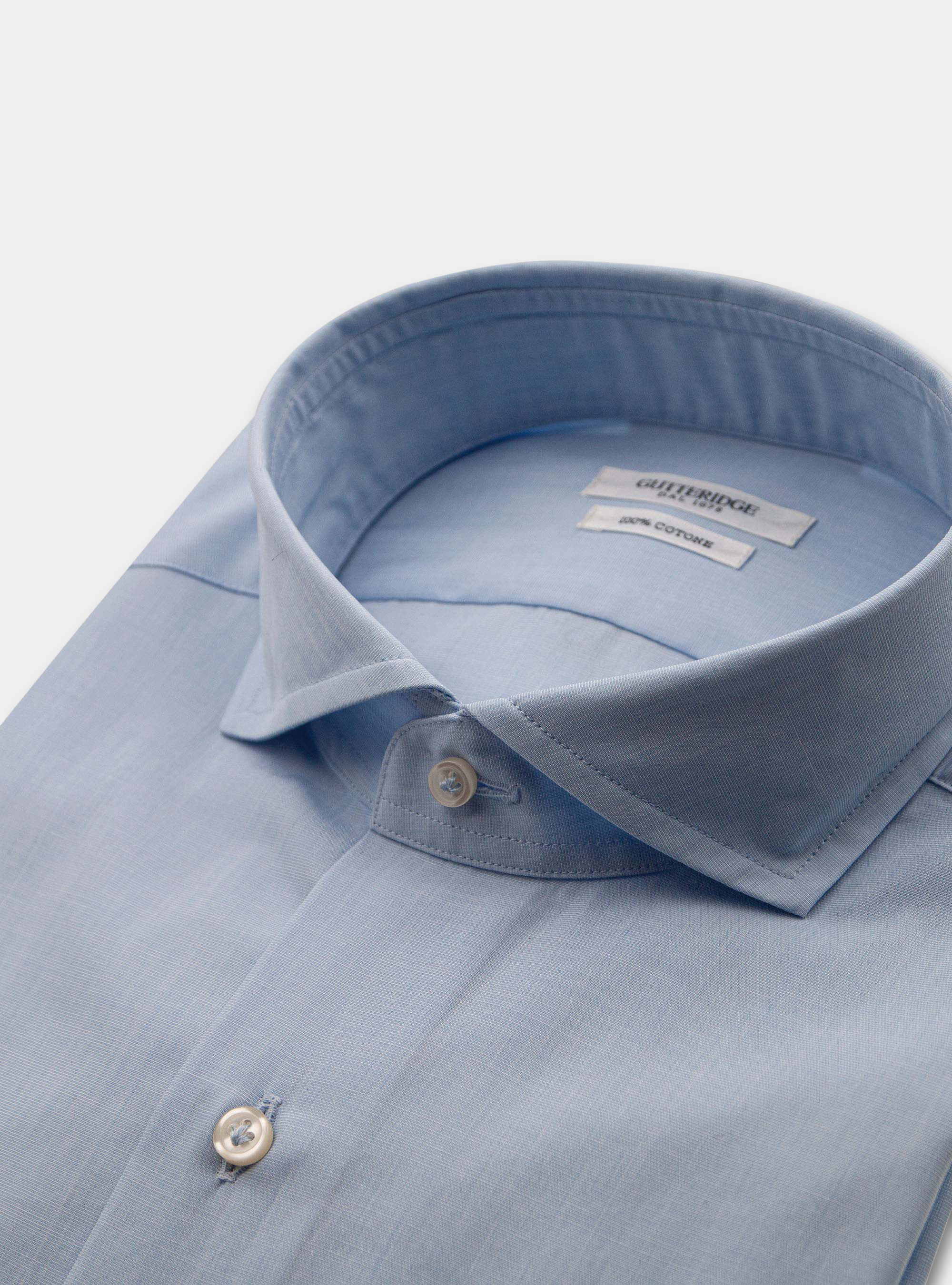"Fil a fil" french collar shirt, LIGHT BLUE