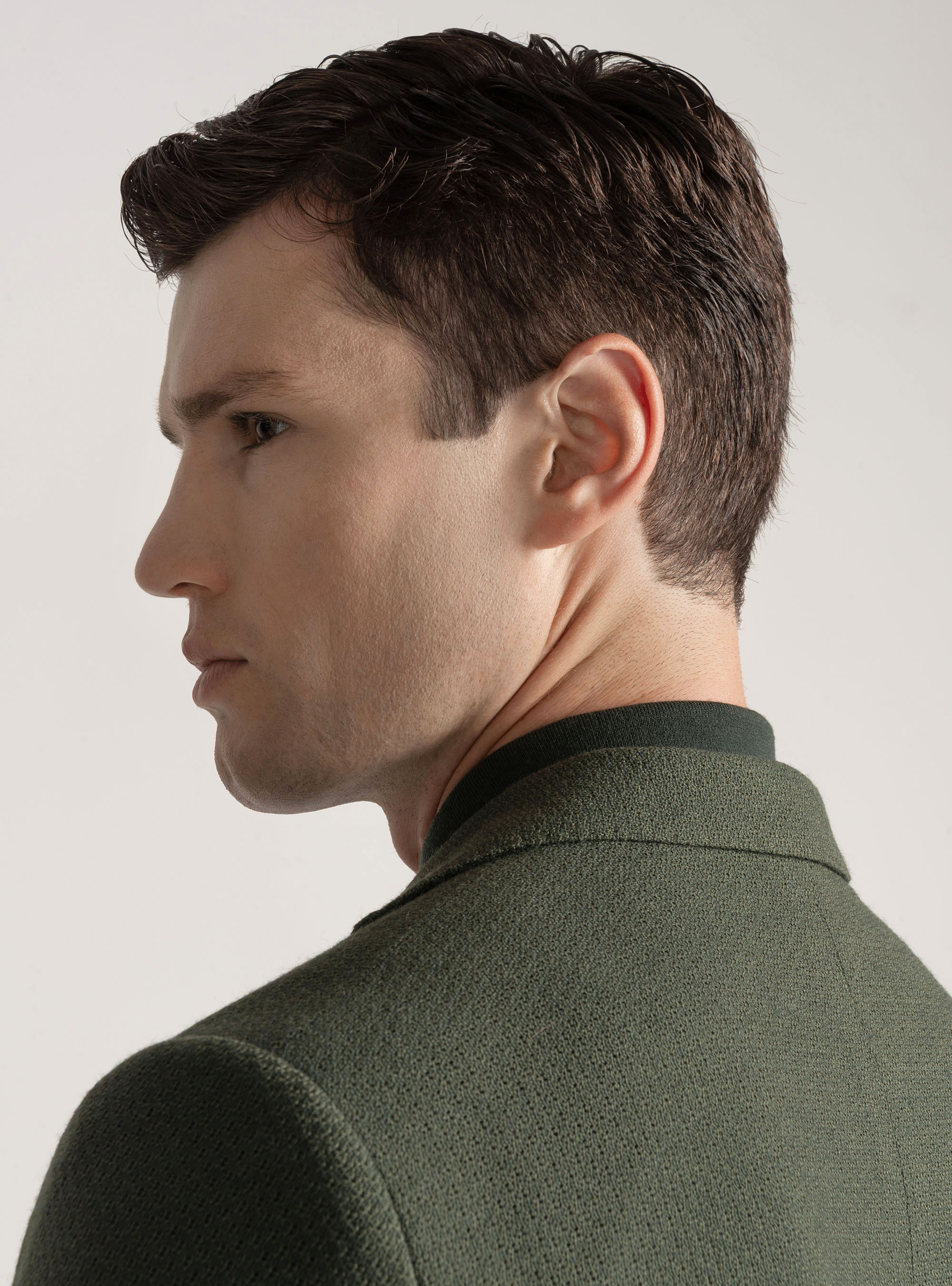 Wool and cotton leno blazer, GREEN
