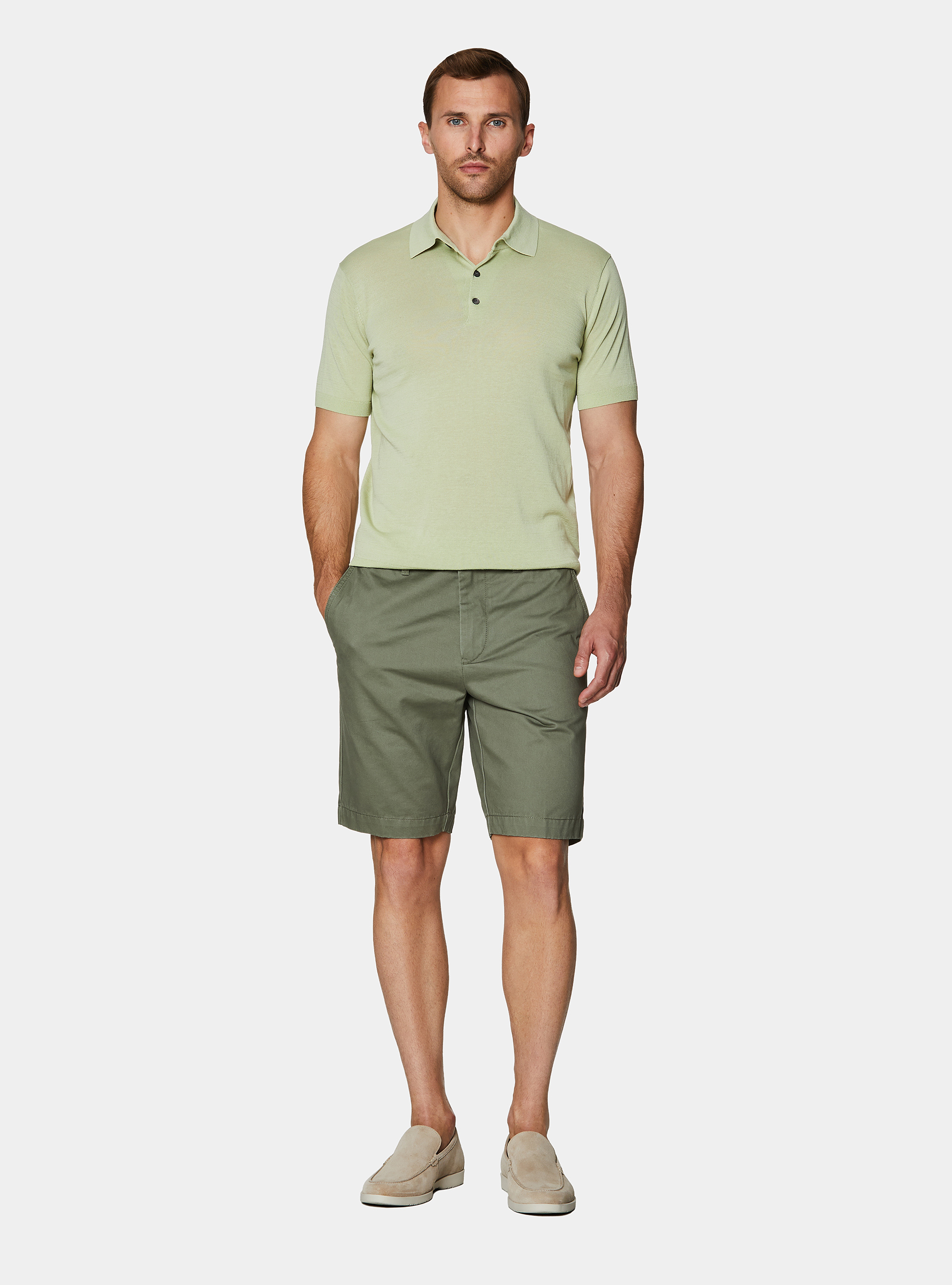 Polo de algod&oacute;n y seda, 0620C VERDE CHIARO