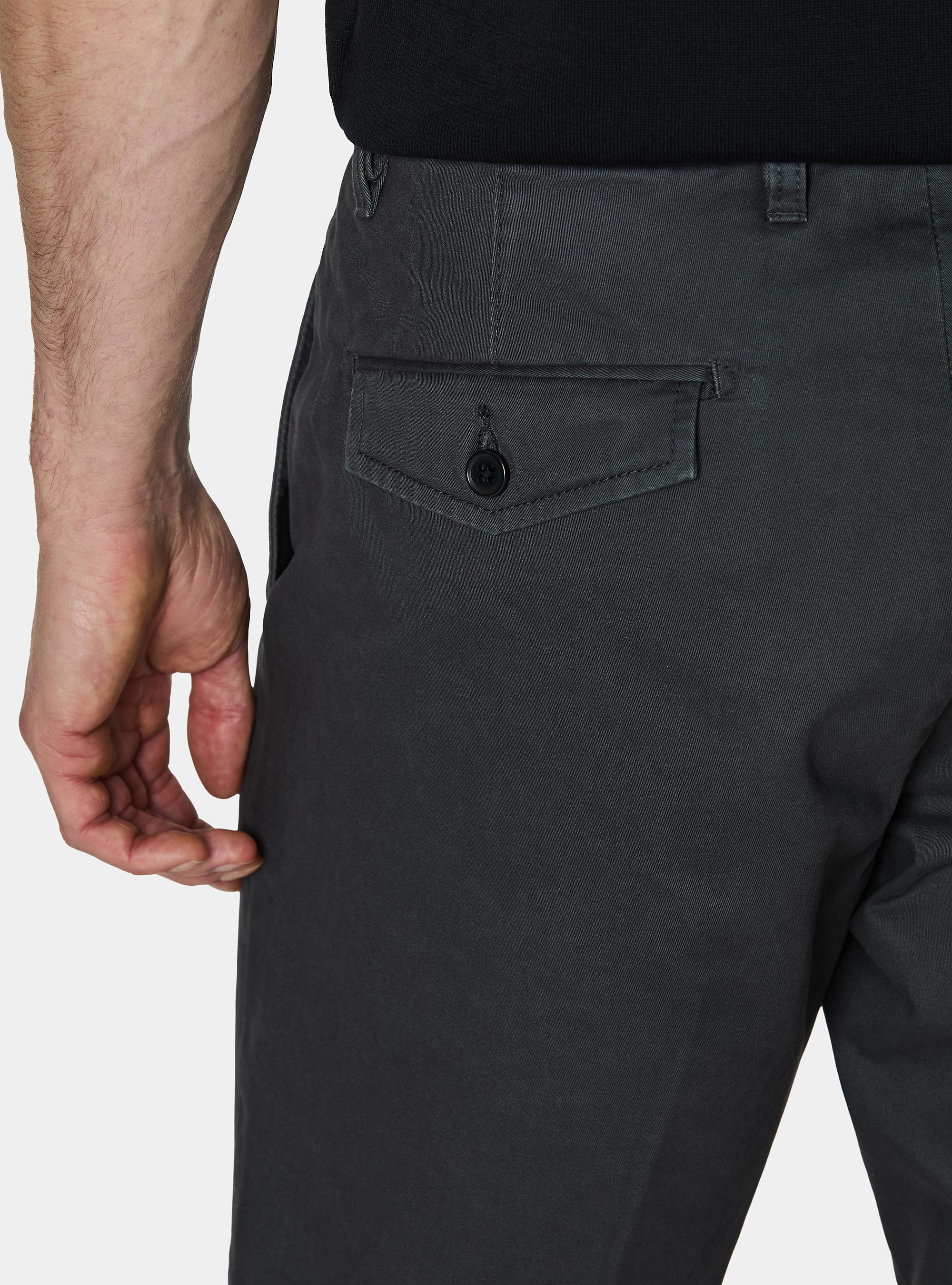 Cotton twill chino Bermuda shorts, ASPHALT GREY