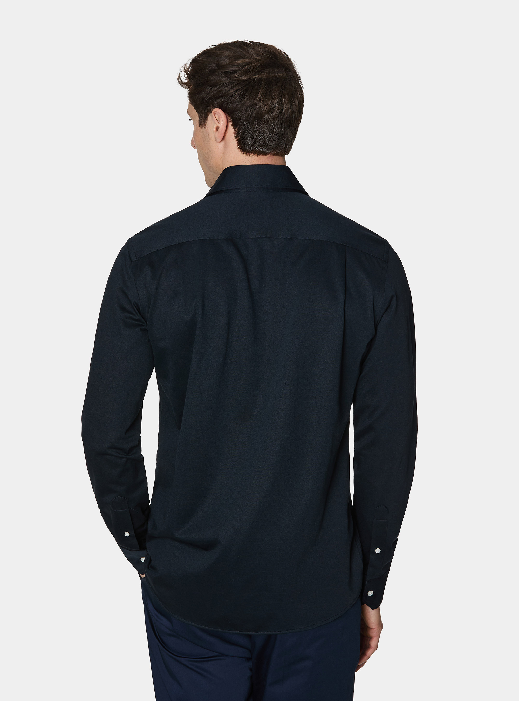 Camicia in jersey misto cotone paramontura, BLU NAVY