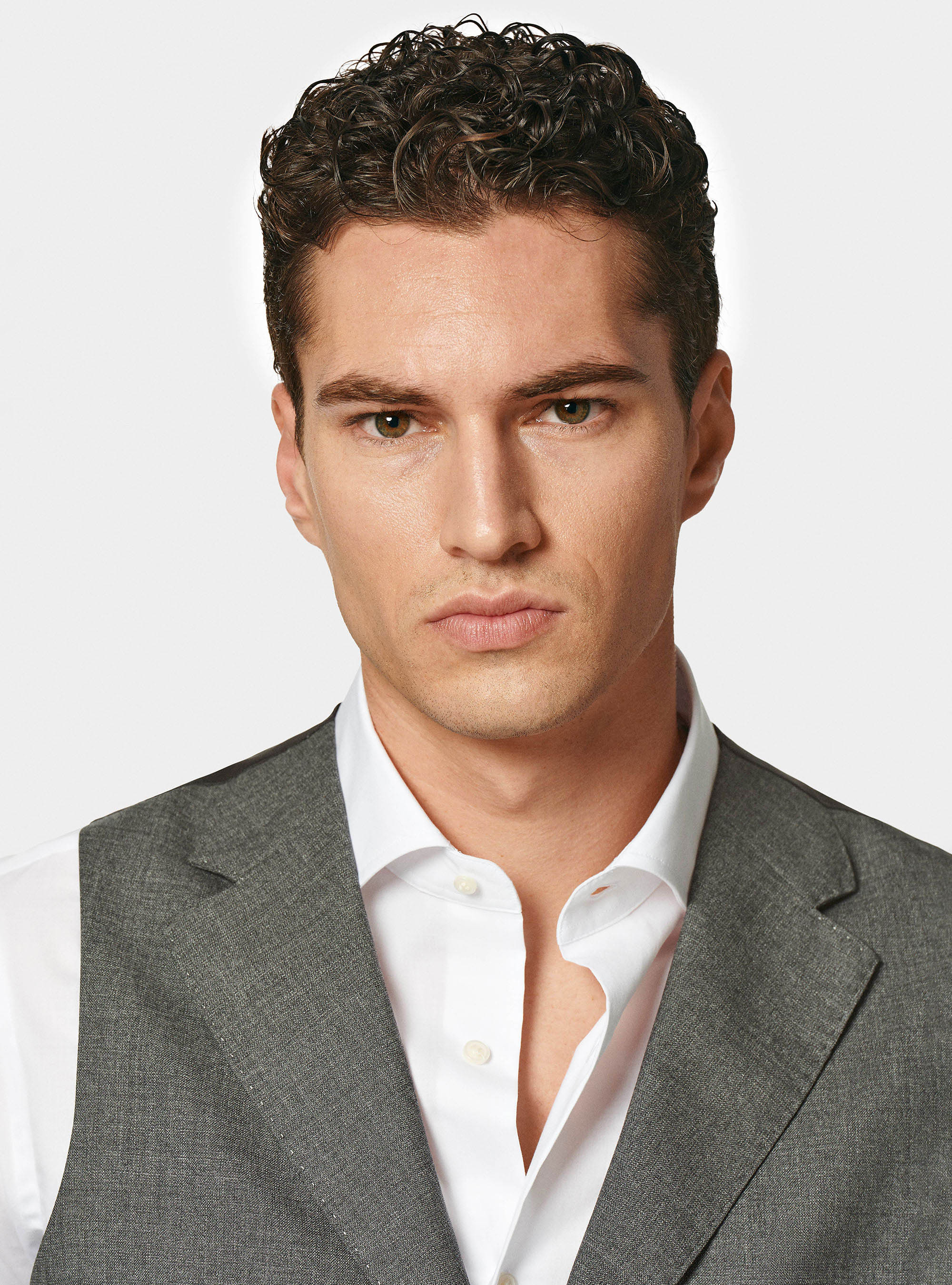 Single-breasted waistcoat in pure wool Vitale barberis Canonico, ASFALTO 0112C