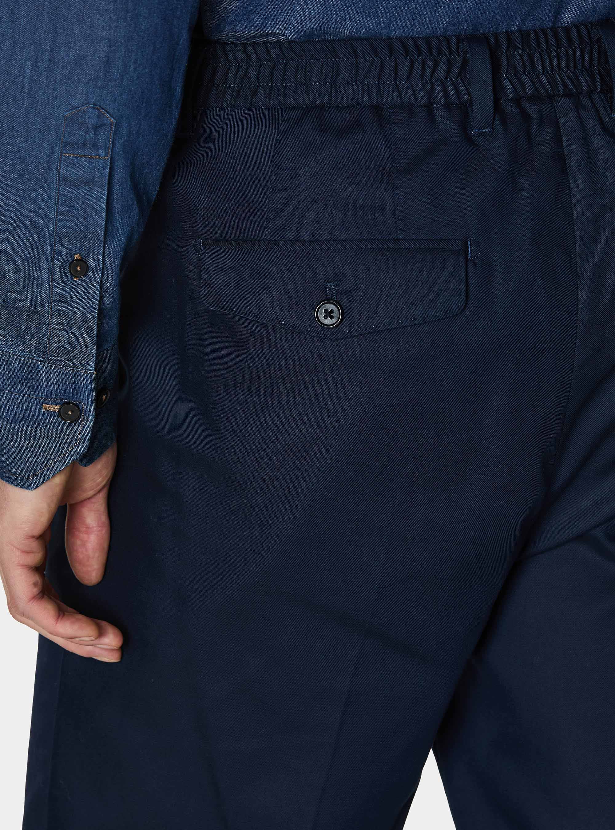 Cotton-blend pleated trousers, NAVY BLUE