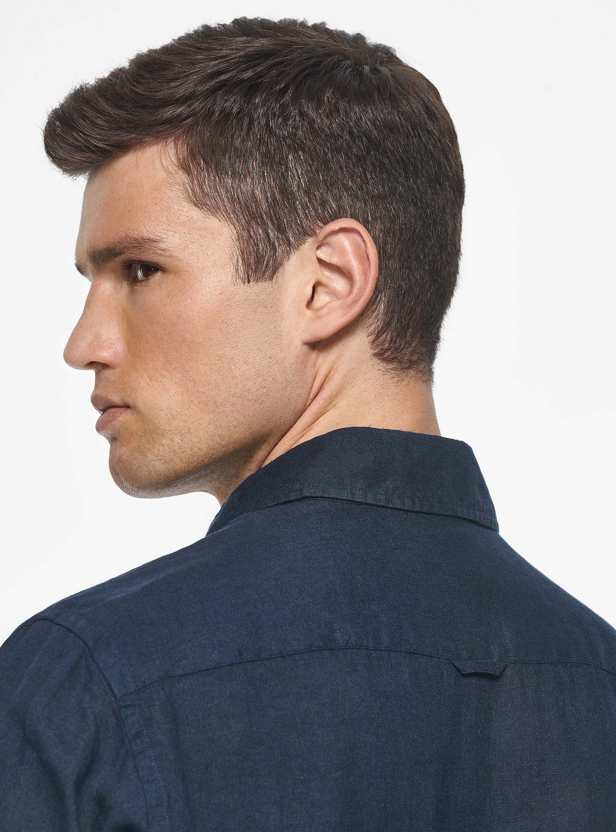 Camicia in puro lino, BLU NAVY