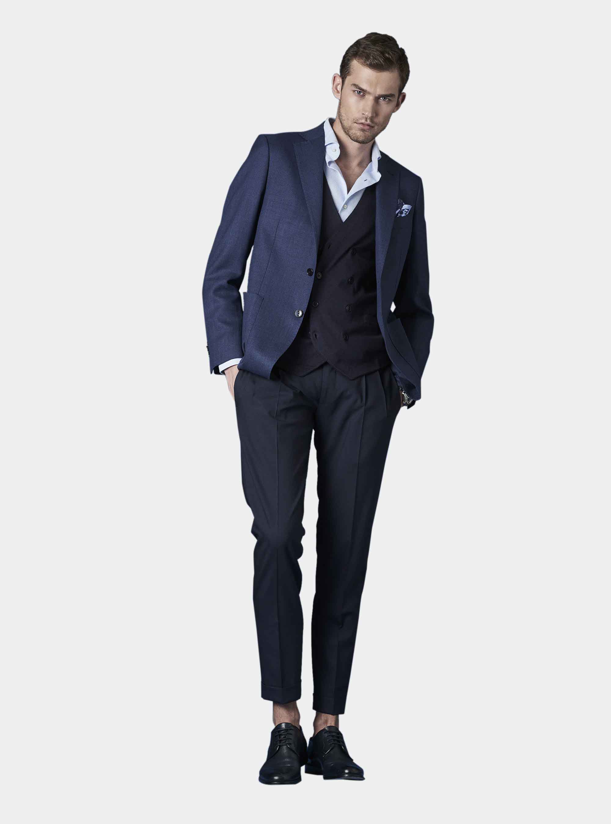 Micro-textured pure wool blazer, BASALT