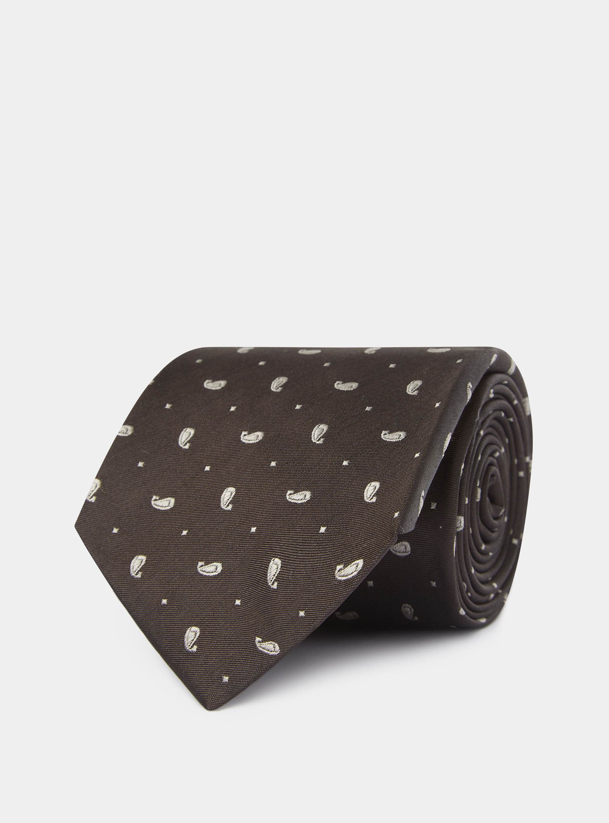 Jacquard silk tie, BROWN/ECRU B093