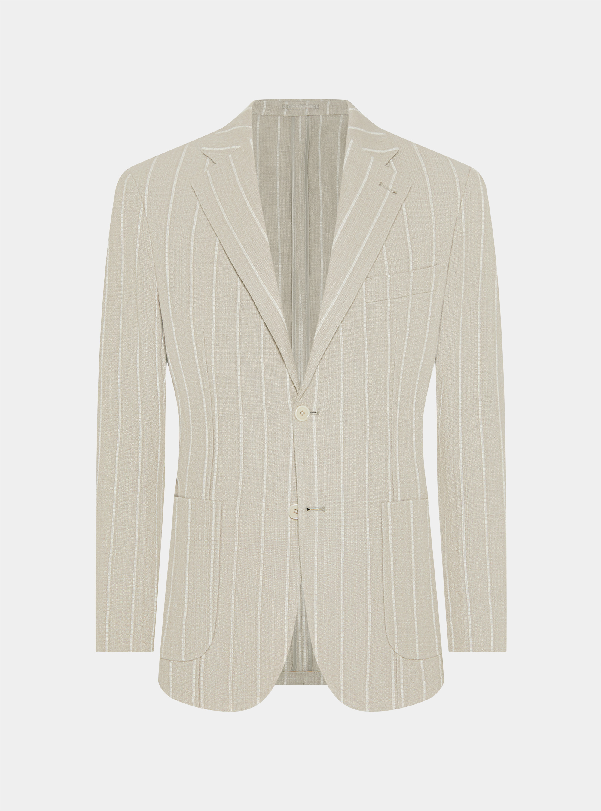 Giacca abito rigato in puro lino crepe, SABBIA