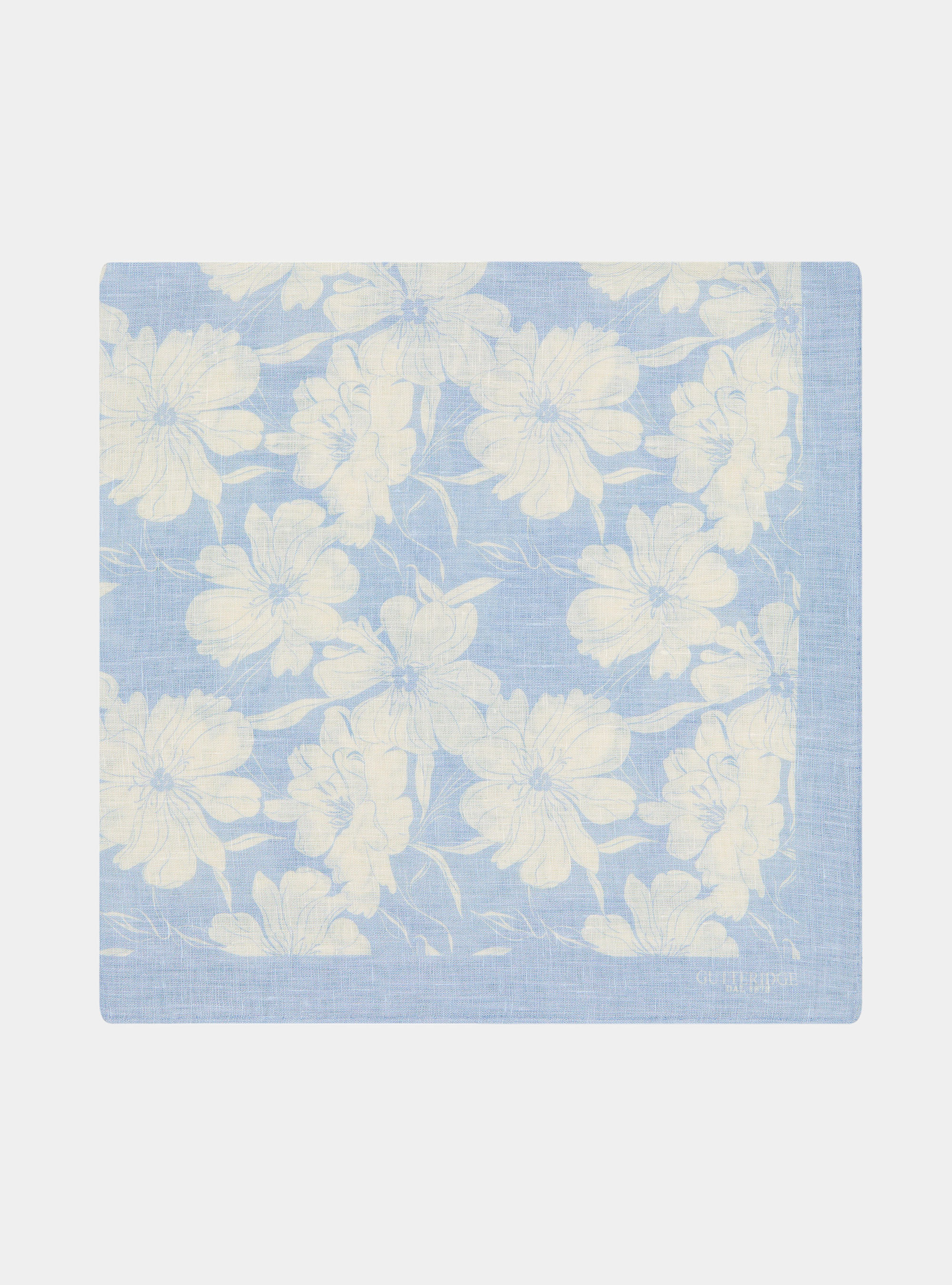 Floral pattern linen foulard, LIGHT BLUE
