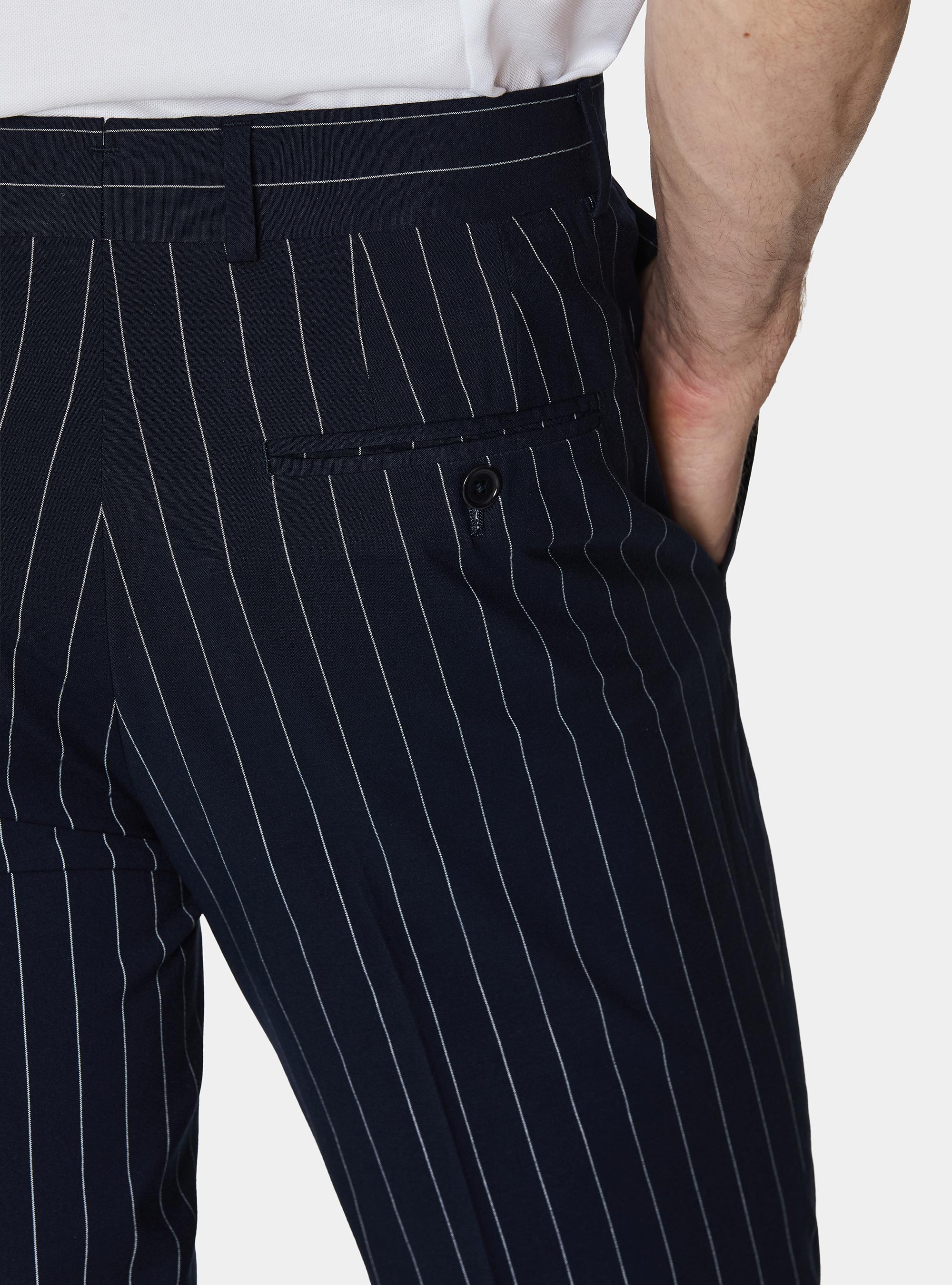Pantalones de traje a rayas, AZUL MARINO
