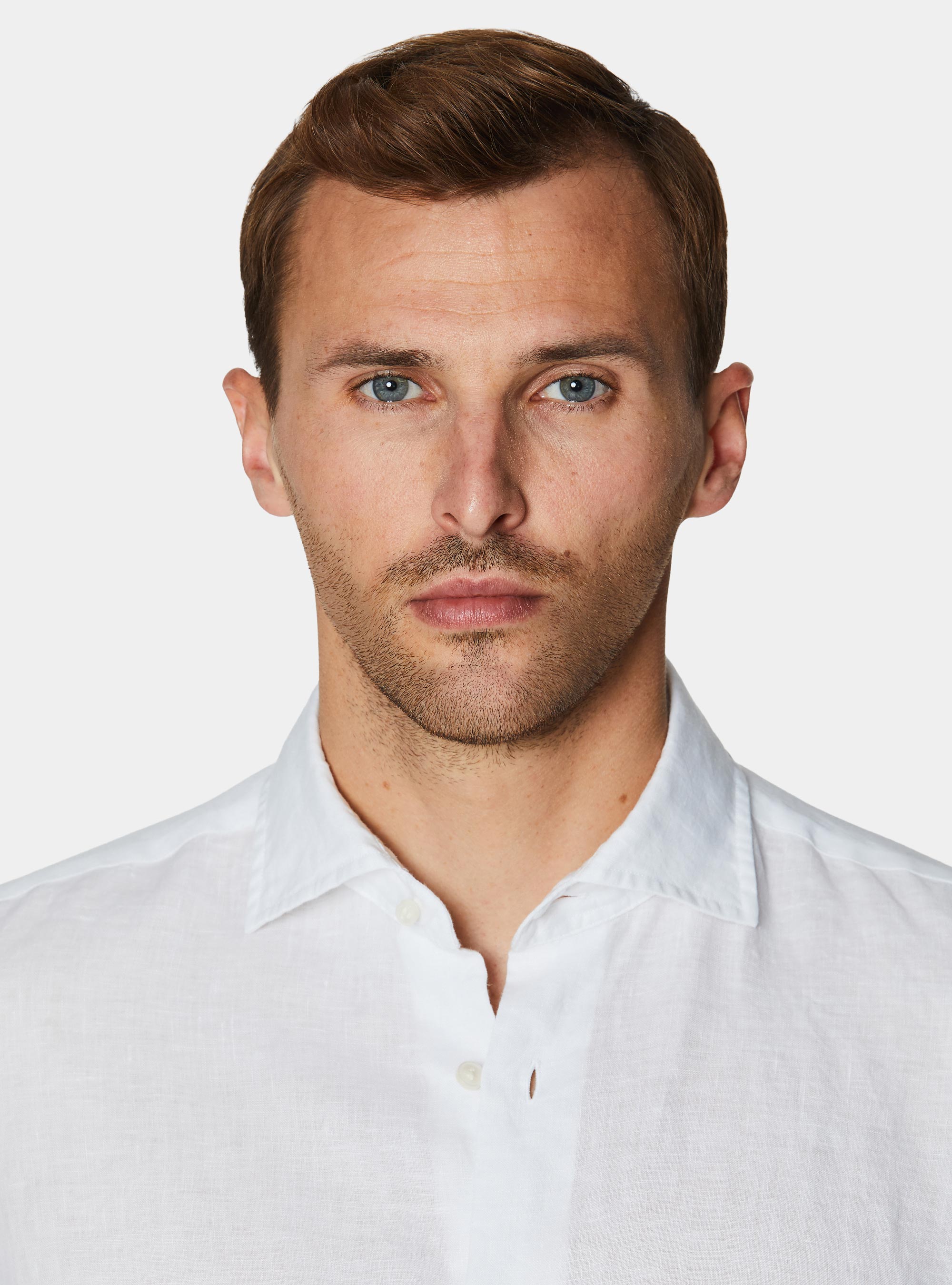 Camisa de lino puro, BLANCO