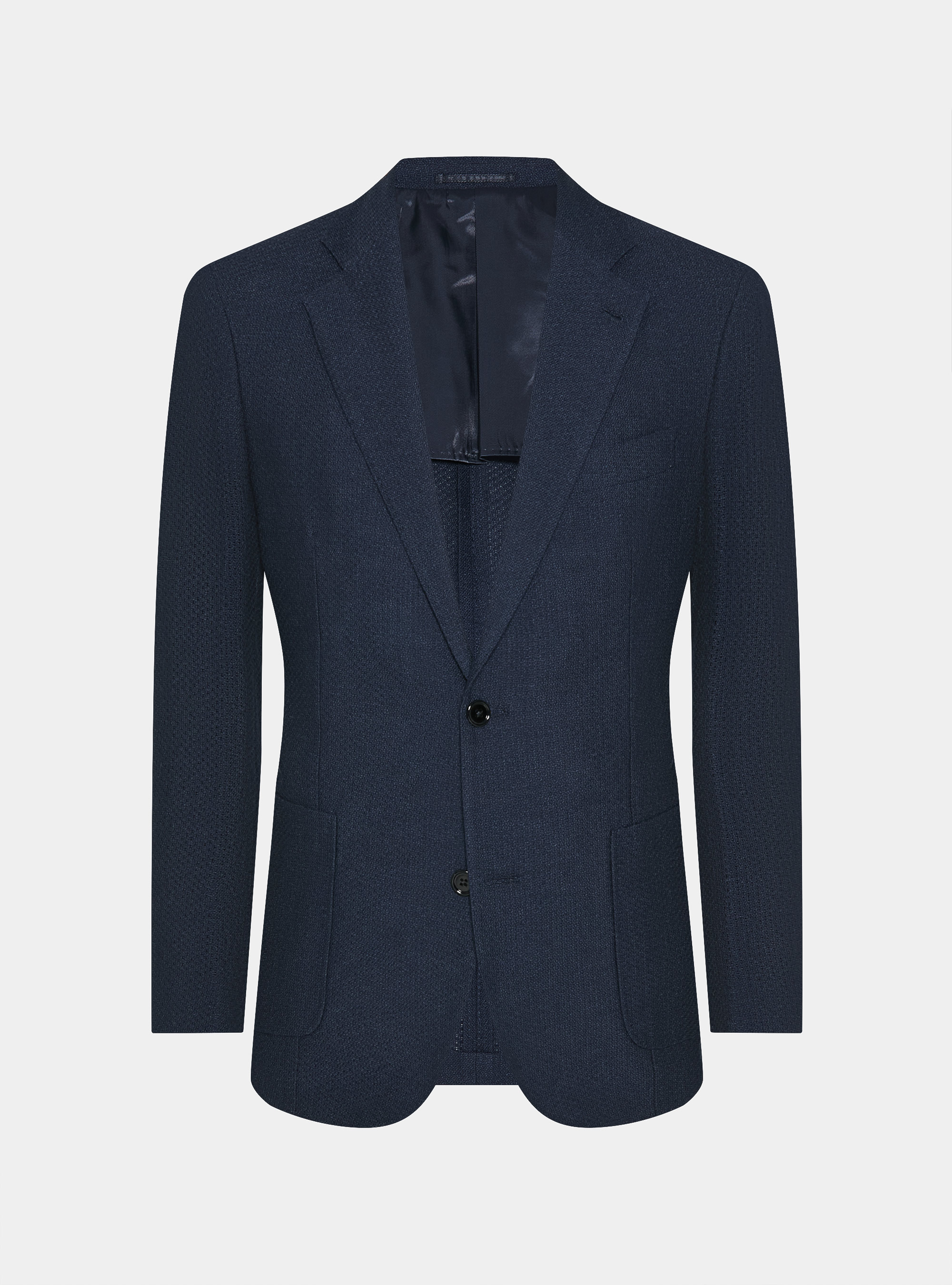Wool and cotton leno blazer, NAVY BLUE