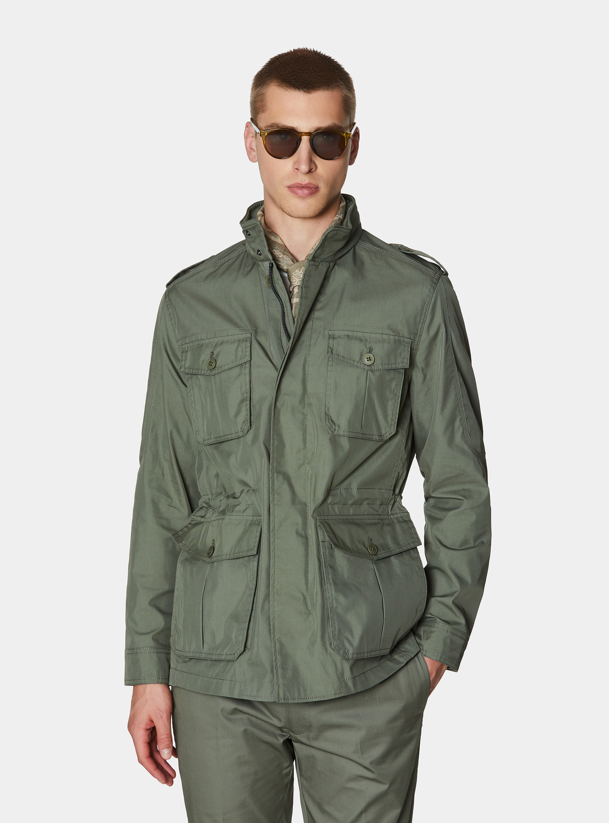 Field jacket in cotton blend twill, SALVIA 0602C